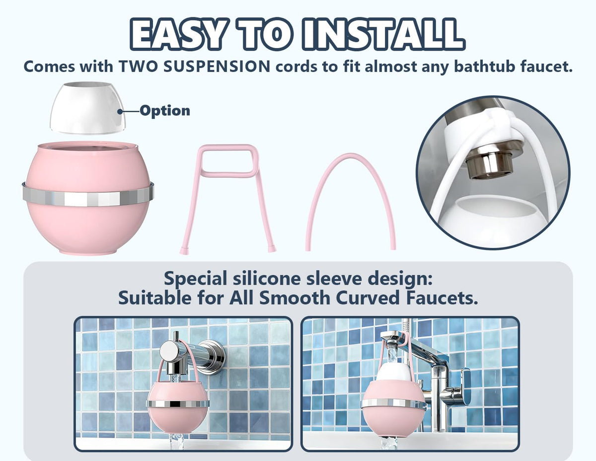 Bathtub Water Filter for Tub with Overflow (Standard / Pink)