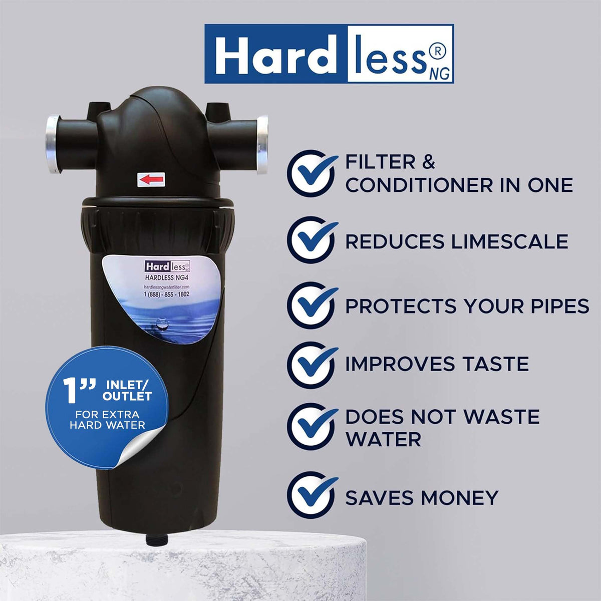 4L Whole House Water Filter (NG4L - 1" In/Out for Extra Hard Water)