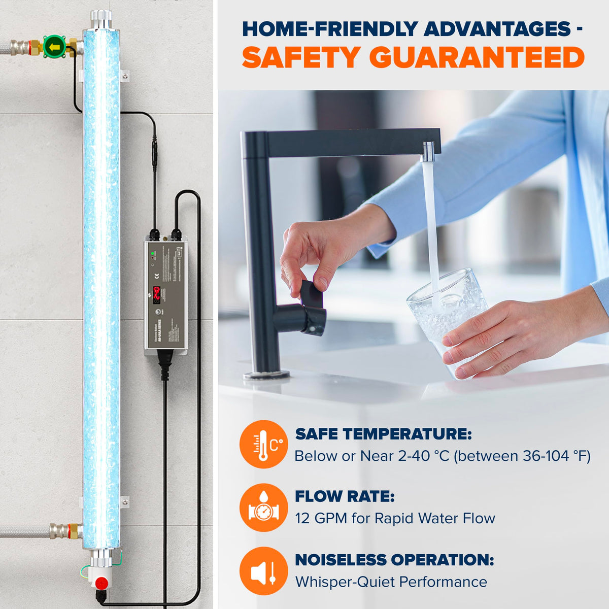 UV Water Purification System 55W (with Smart Flow Sensor Switch)
