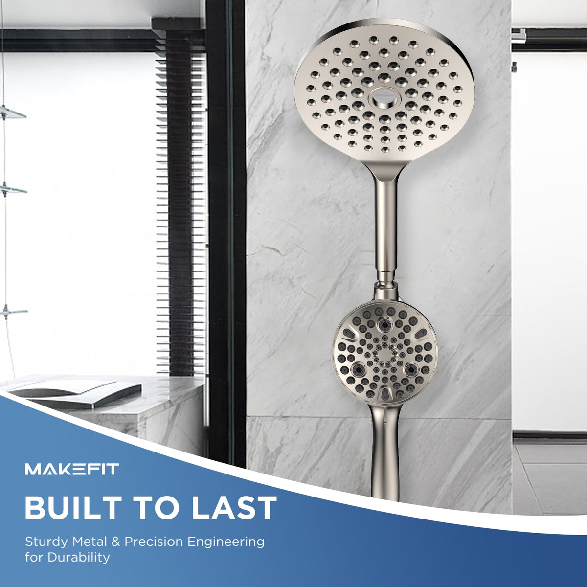 Dual Handheld Shower Head Combo (Brushed Nickel / 8 Inch Standard)