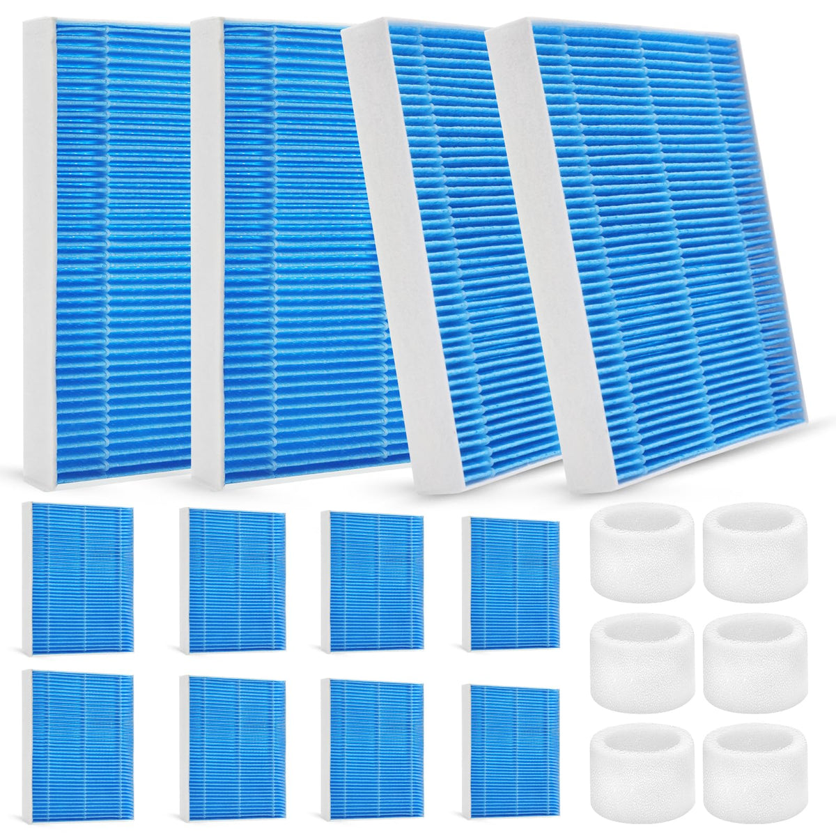 12pcs Wick Replacement Filter and 6pcsTop Fill Humidifier Replacement Filters Compatible with Superior 6000S Smart Evaporative Humidifier (12PACK / Blue)