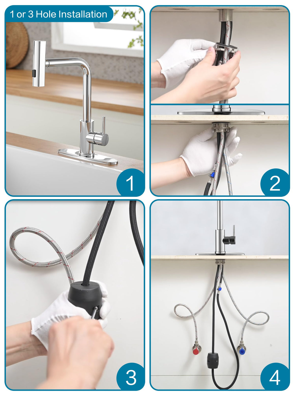 Kitchen Faucets with Pull Down Sprayer (Chrome / Waterfall)