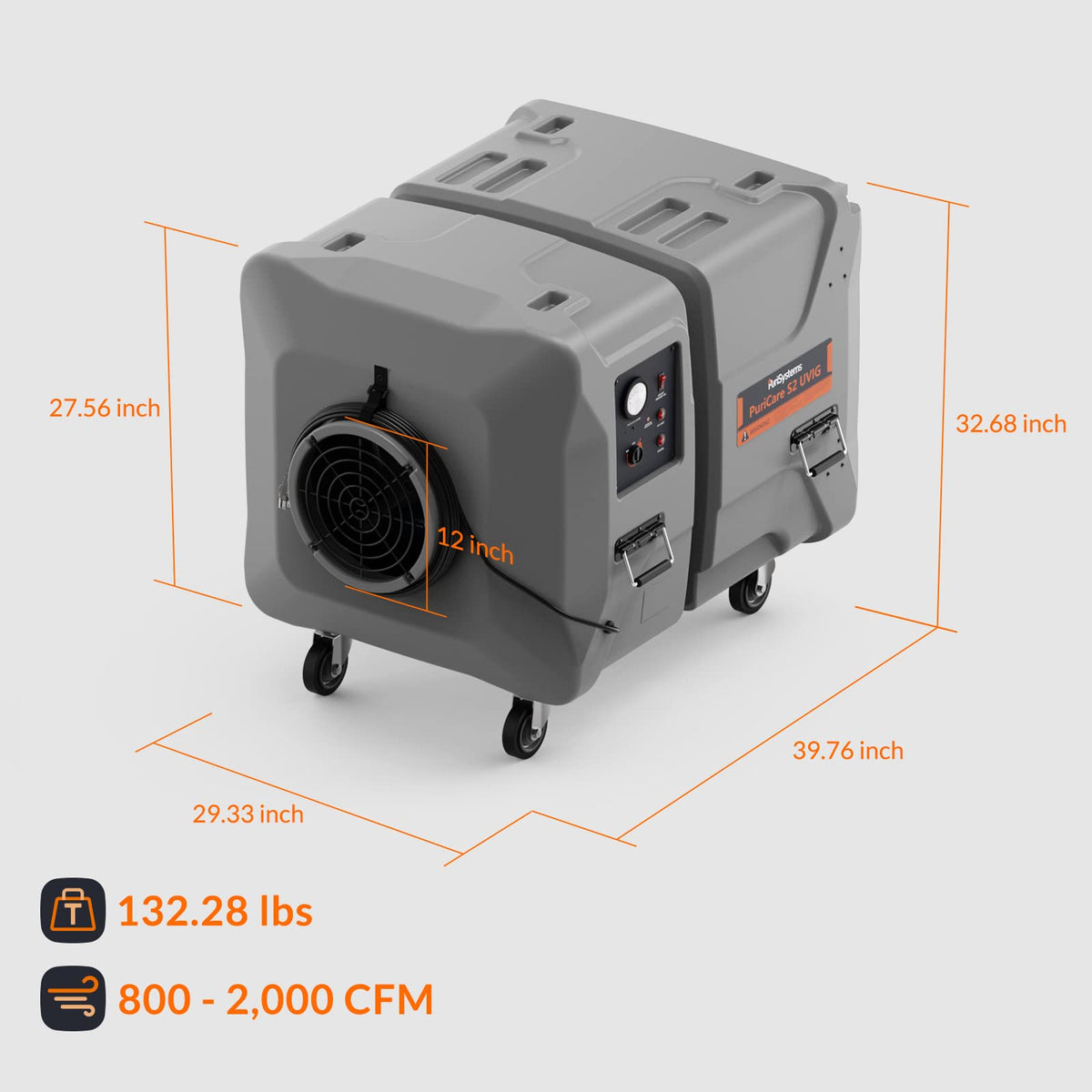2000 CFM Air Scrubber (2000 CFM with UV-C Light and Ion Generator)