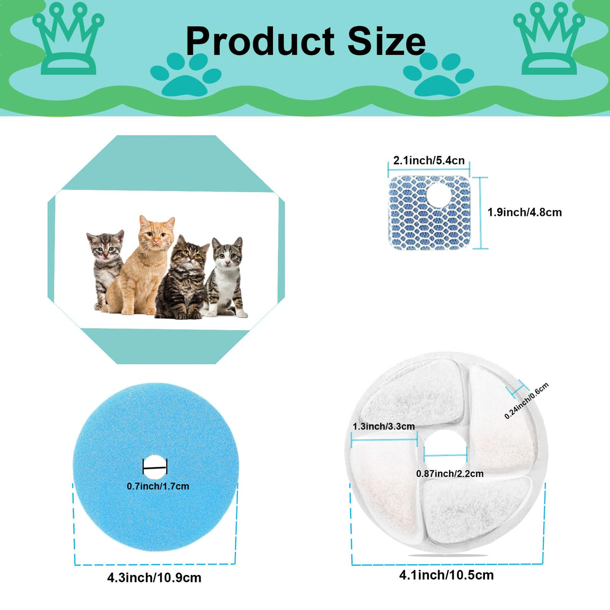 Cat Water Fountain Filter Replacement for Square 2.2L (Filter / 10+10+10 Pack)