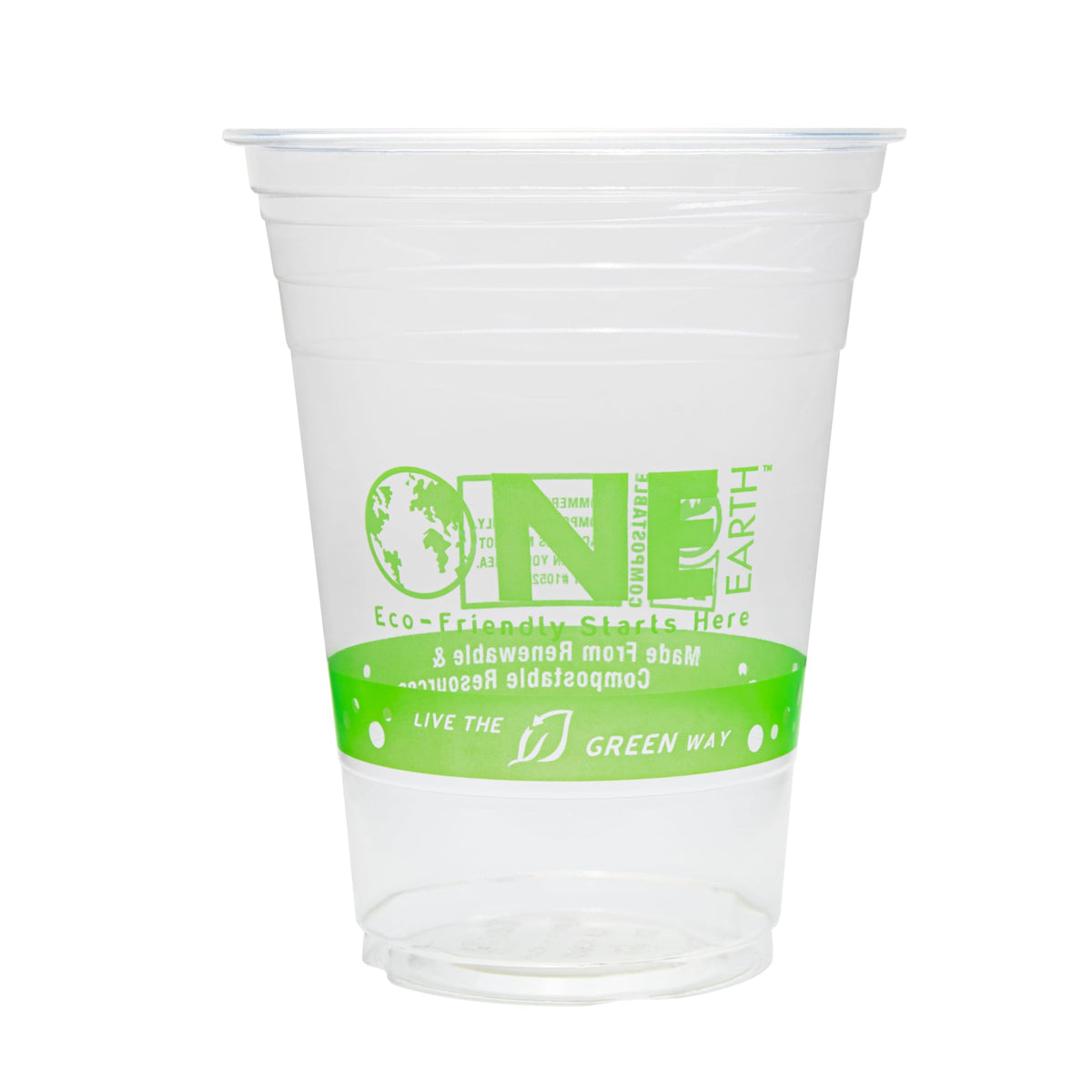 1,000 ct - 16 oz] Compostable PLA Plastic Cups, BPI Certified Disposable Renewable Cold Cups for Iced Coffee, Smoothies, and More | Green Line (16 Ounces)
