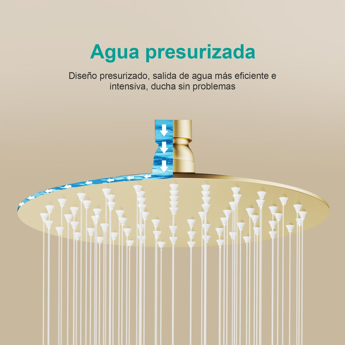 All Metal 6Inch Rain Shower Head (Brushed Gold / 6 Inch)