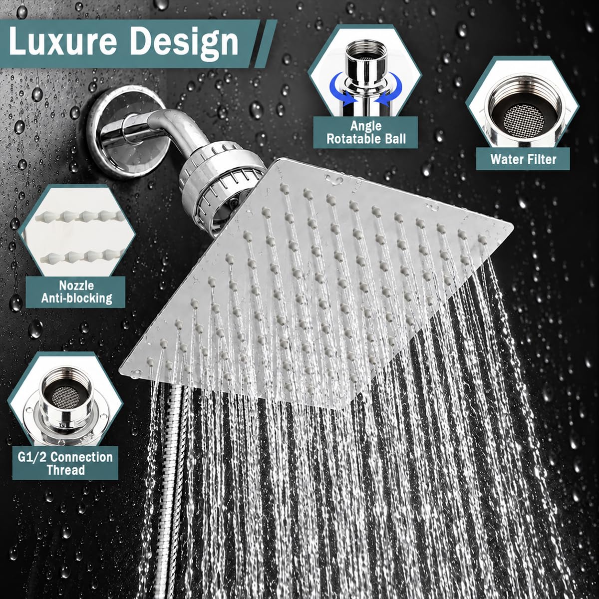 Filtered Shower Head with Handheld (Bright Silver)