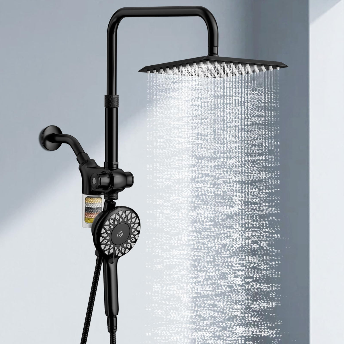 Magnetic Filtered Dual Shower Head with Handheld Spray Combo (Matte Black)