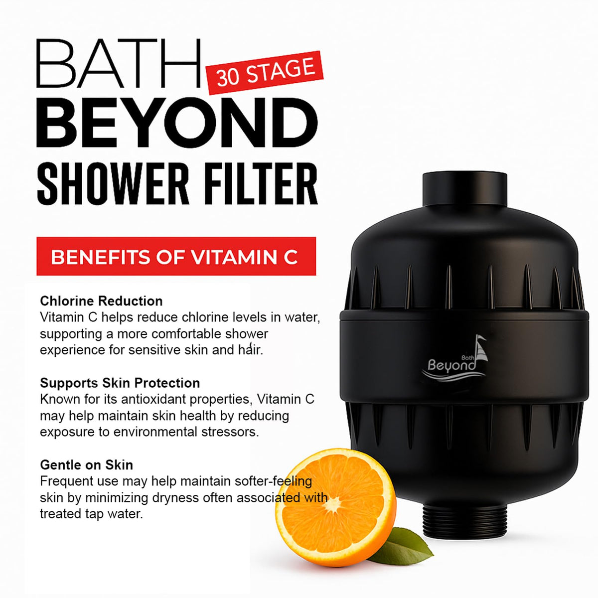 Shower Water Filter Shower Filter for Hard Water (30 Stage Black Matte)