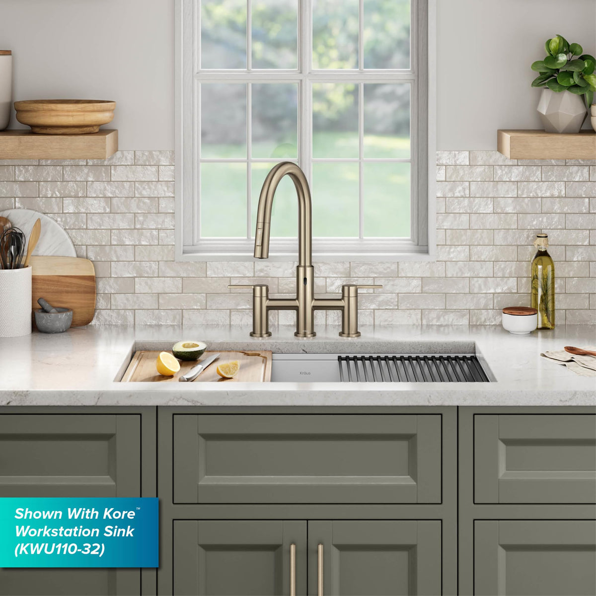 Oletto Touchless Sensor Bridge Kitchen Faucet with Pull (Bridge Touchless Faucet / Spot Free Stainless Steel)