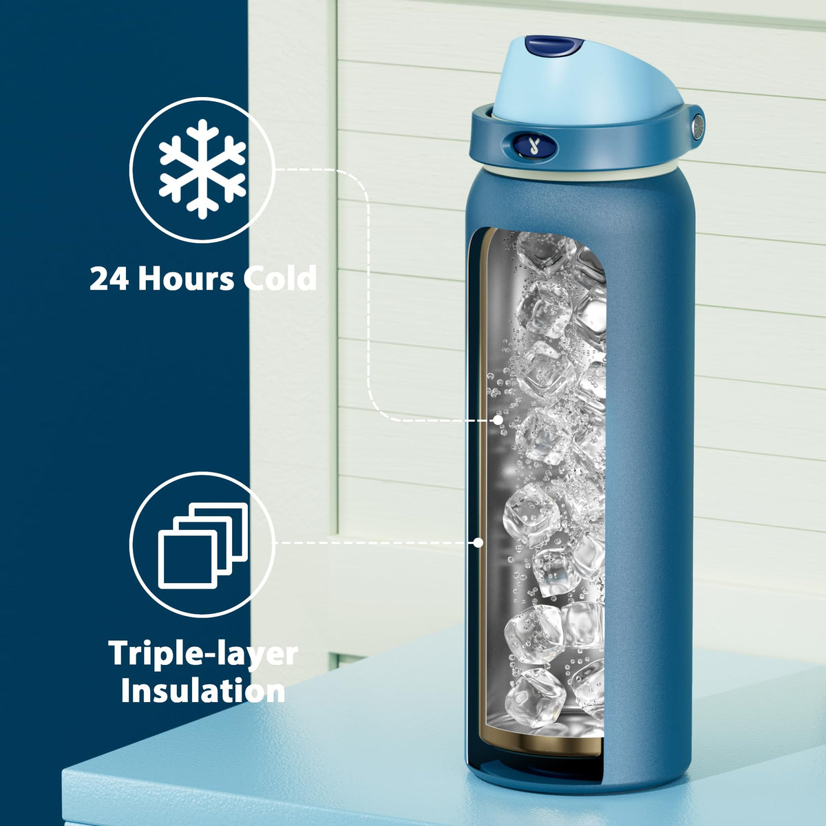 40 oz Insulated Stainless Steel Water Bottle for Men (Denim / 40 Ounces)