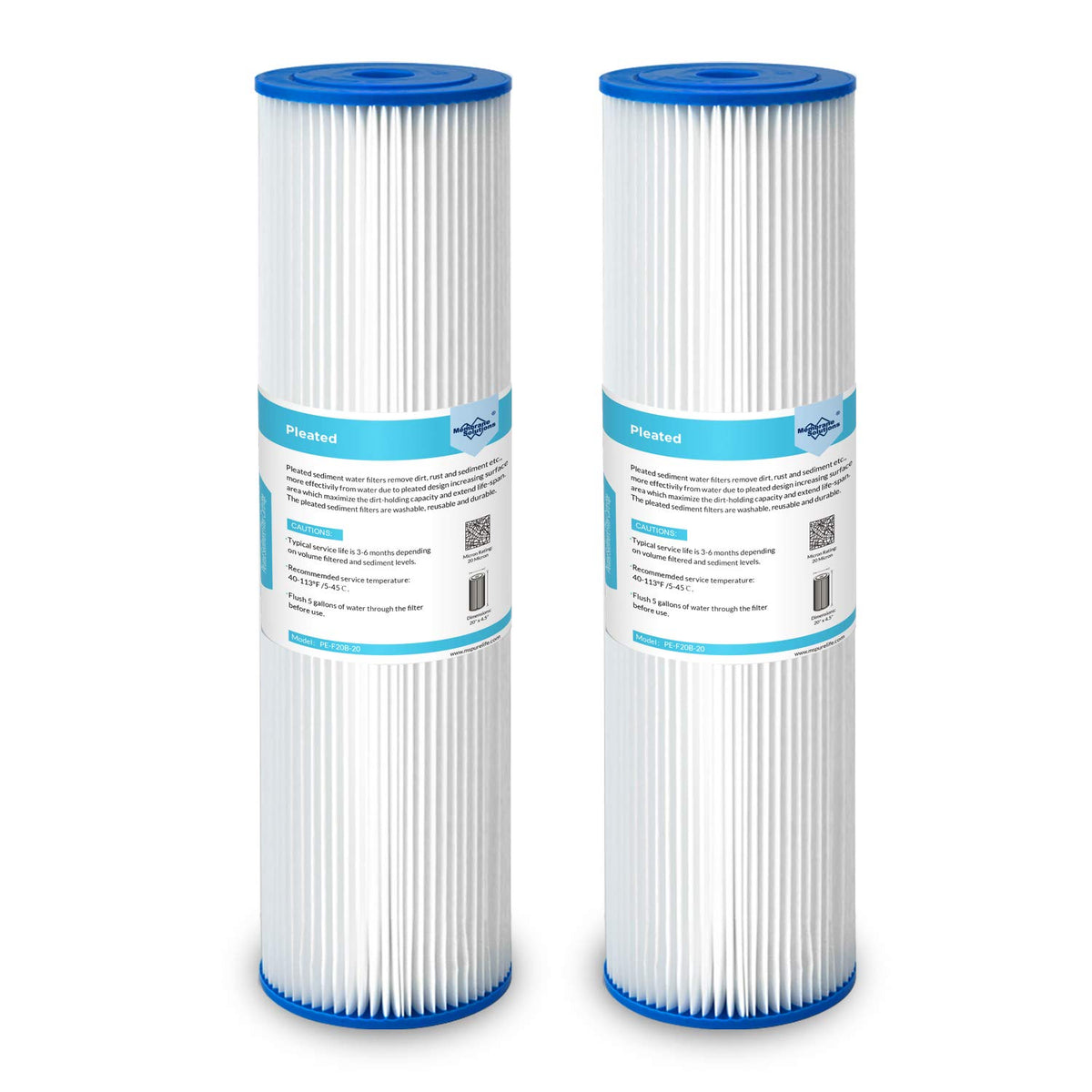 20 Micron 20"x4.5" Pleated Sediment Water Filter (20 Micron)