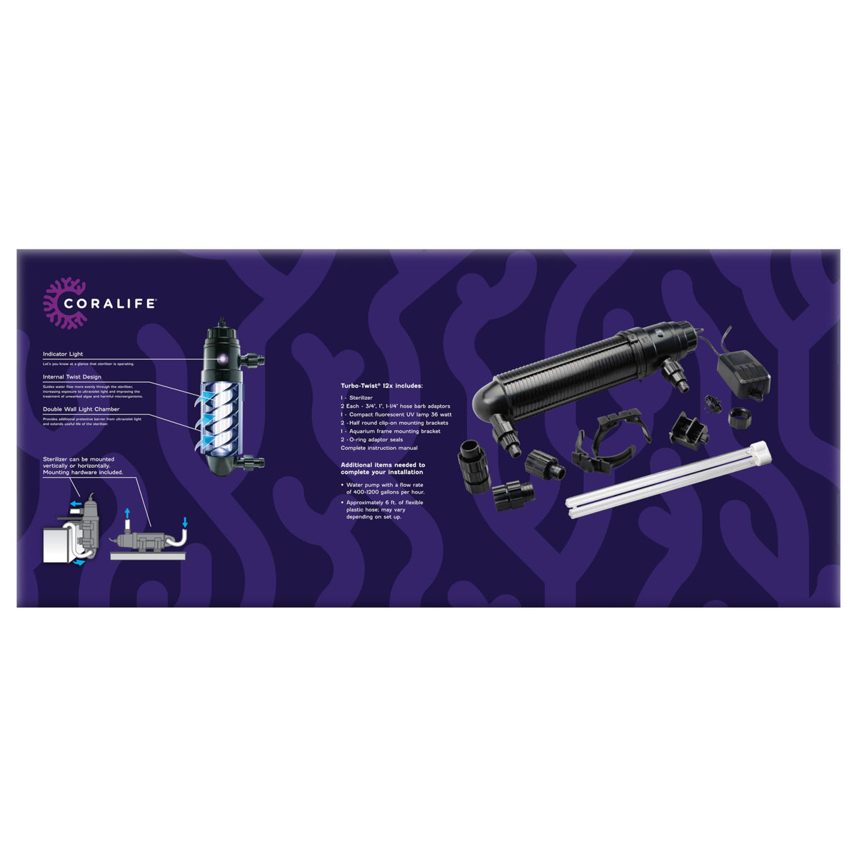 Turbo Twist 12X Aquarium UV Sterilizer (12X, 36 Watt, Up to 500 Gallons)