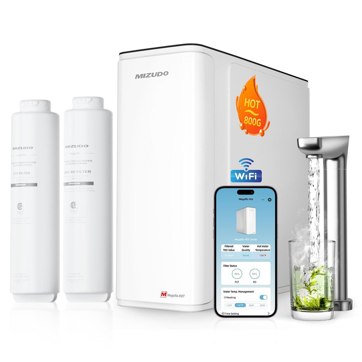 800GPD Reverse Osmosis System with Instant Hot Water