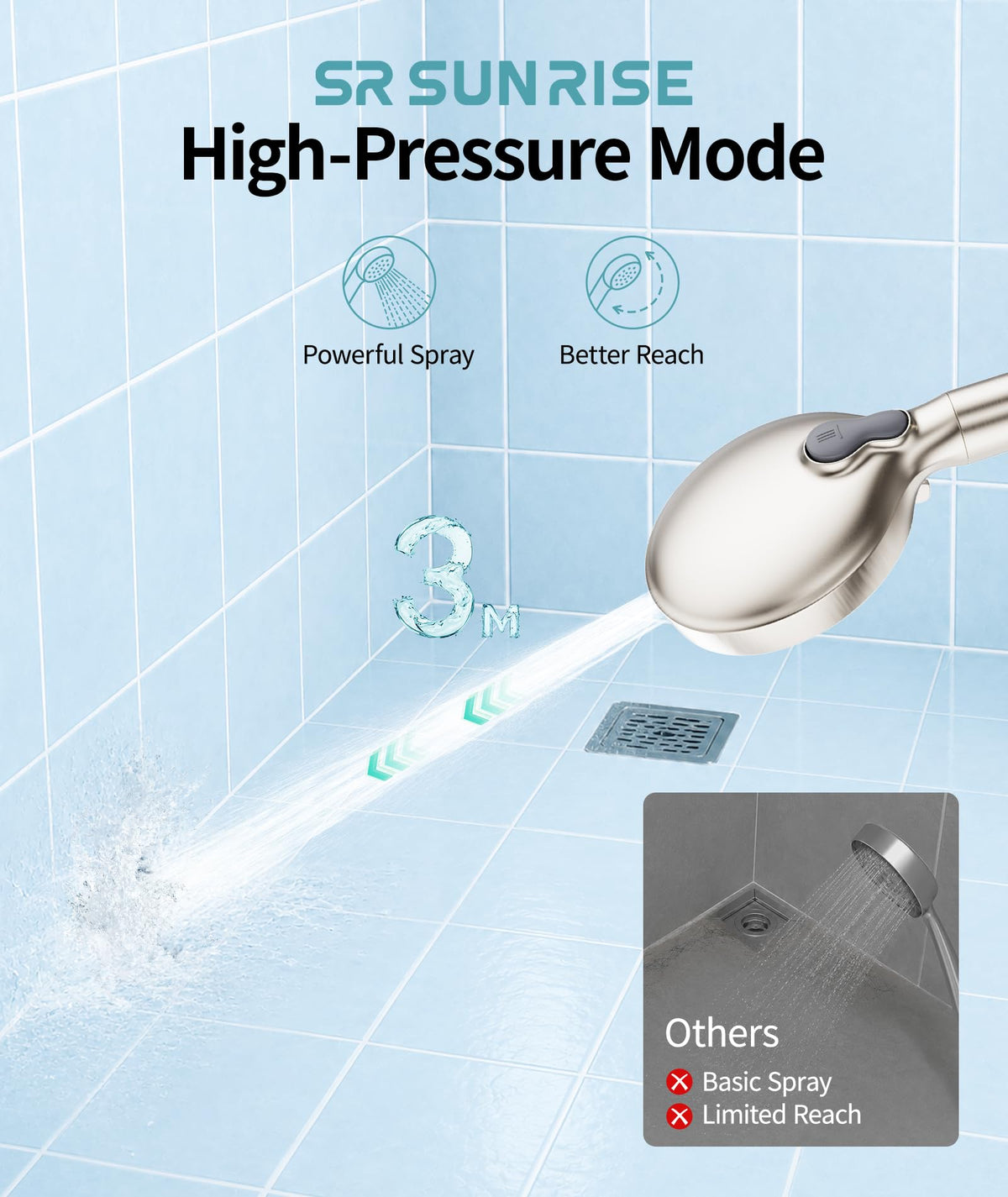 Filtered Shower Head with Handheld High Pressure 9 Spray Mode Showerhead Detachable Shower Head Water Softener Filters Beads for Hard Water Remove Chlorine 1 Filter Light Champagne (Light Champagne)