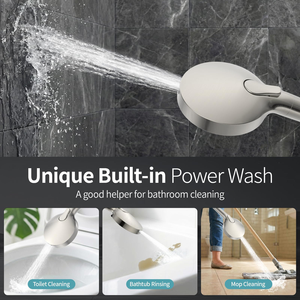 High Pressure Filtered Handheld Shower Head 9 Spray（4 filters） (2.5 Gallon Per Minute+4 Filters / Brushed Nickel)