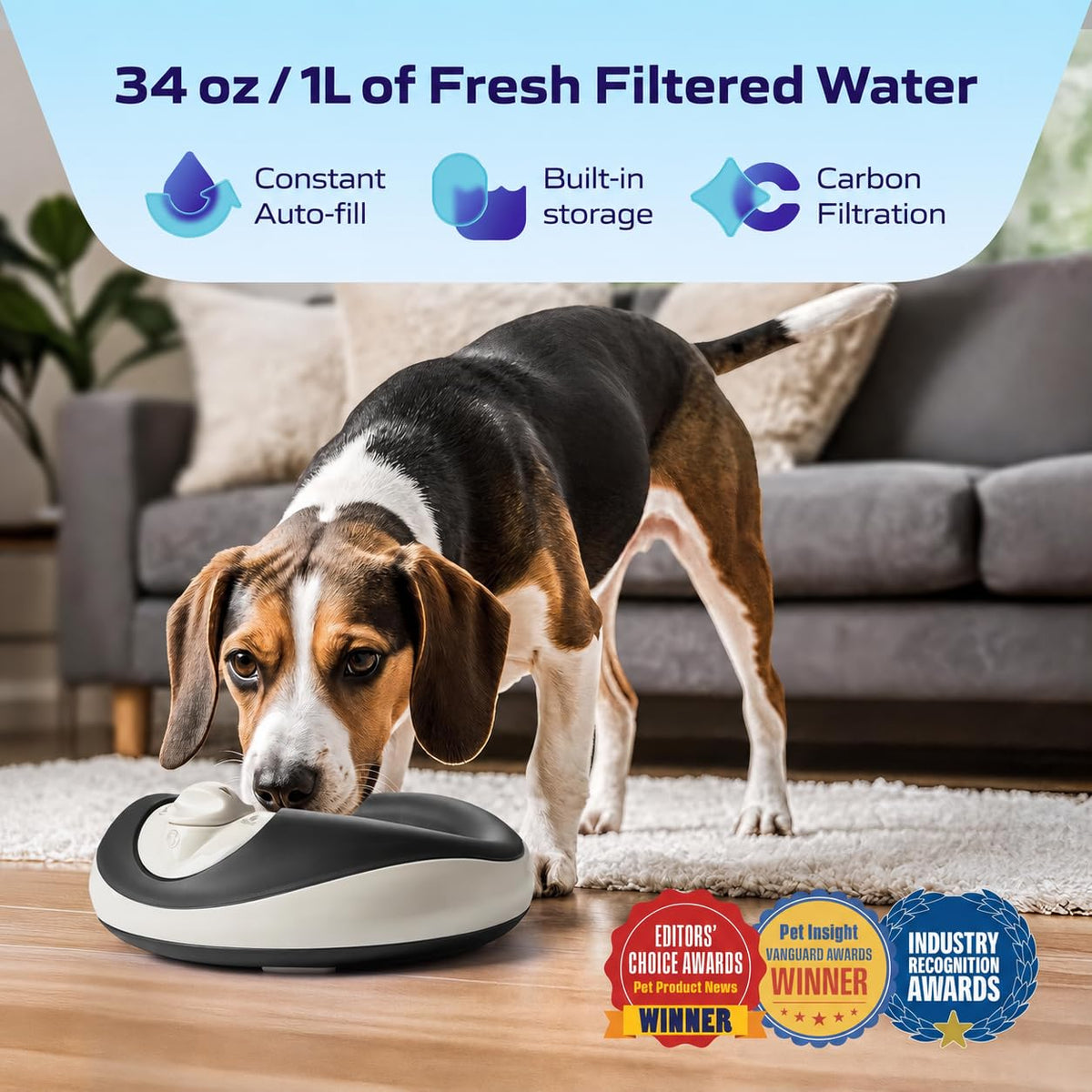 Filtered Portable Dog Water Dispenser (Shadow Pup / Mini (34 oz / 1L))