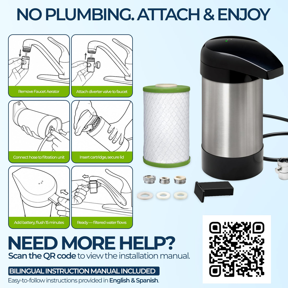 Premium Black Countertop Water Filter System C7500 with Intelligent Monitor (Black)