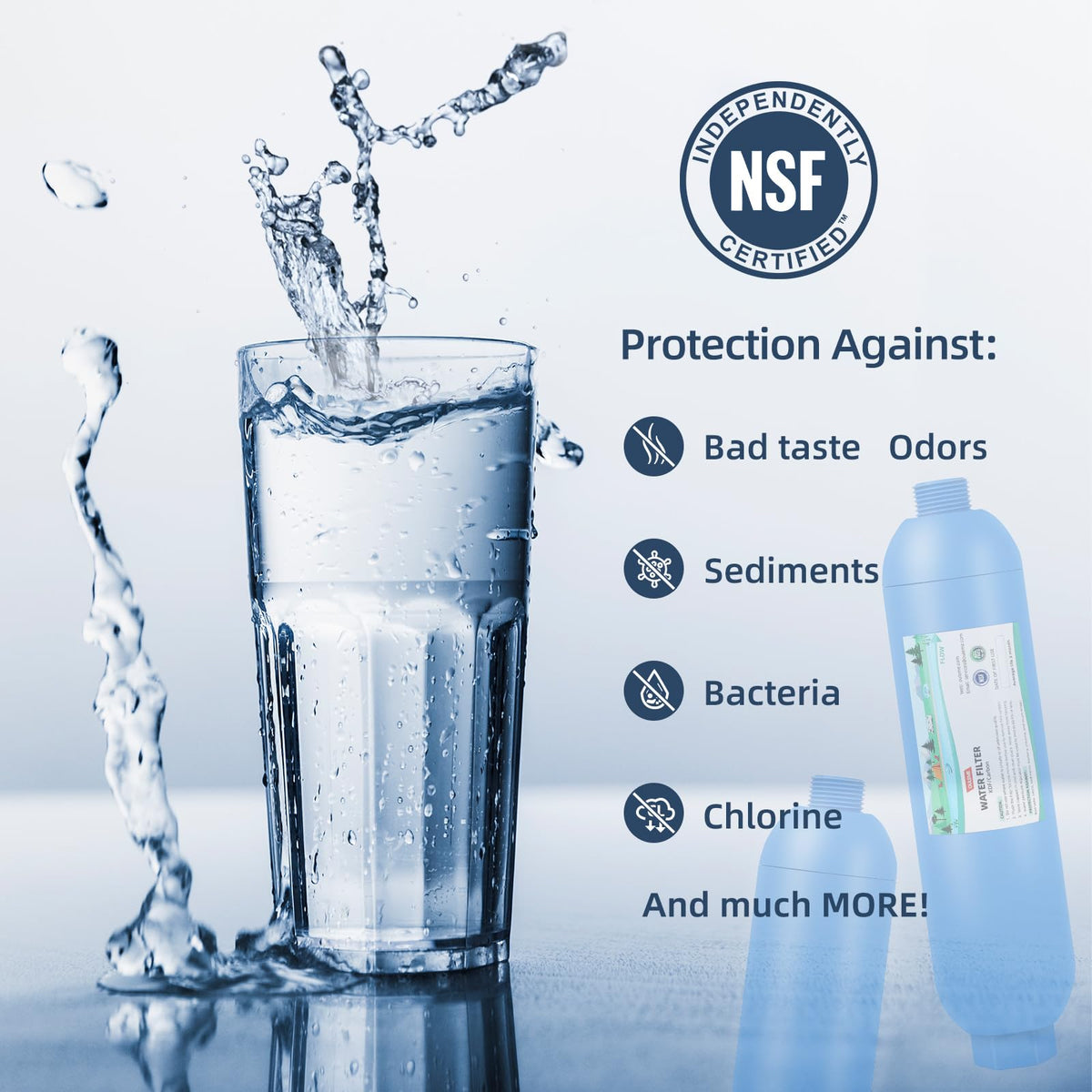 4PK NSF Certified Inline RV Drinking Water Filter & Flexible Hose Protector (4 Count (Pack of 1))