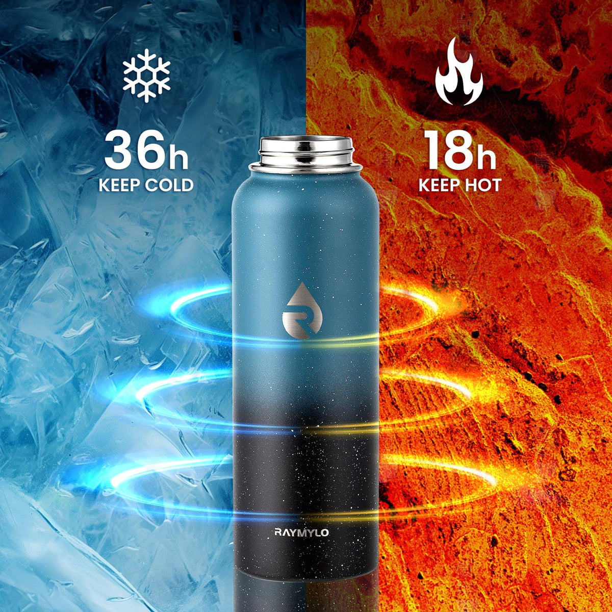 Insulated Water Bottle 40 oz (Starry Indigo Black Gradient / 40 Ounces)