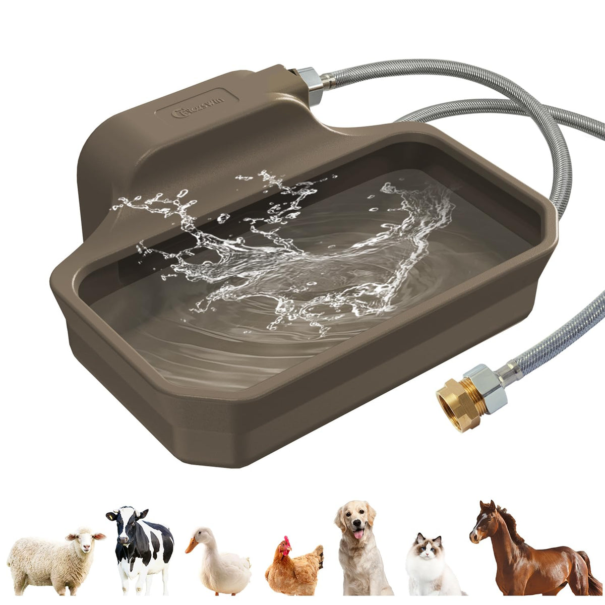 135OZ Automatic Water Dispenser for Large Dogs Patented Outdoor Dog Water Bowl Dispenser Automatic Dog Feeder Fit 3 (Brown / 135oz)