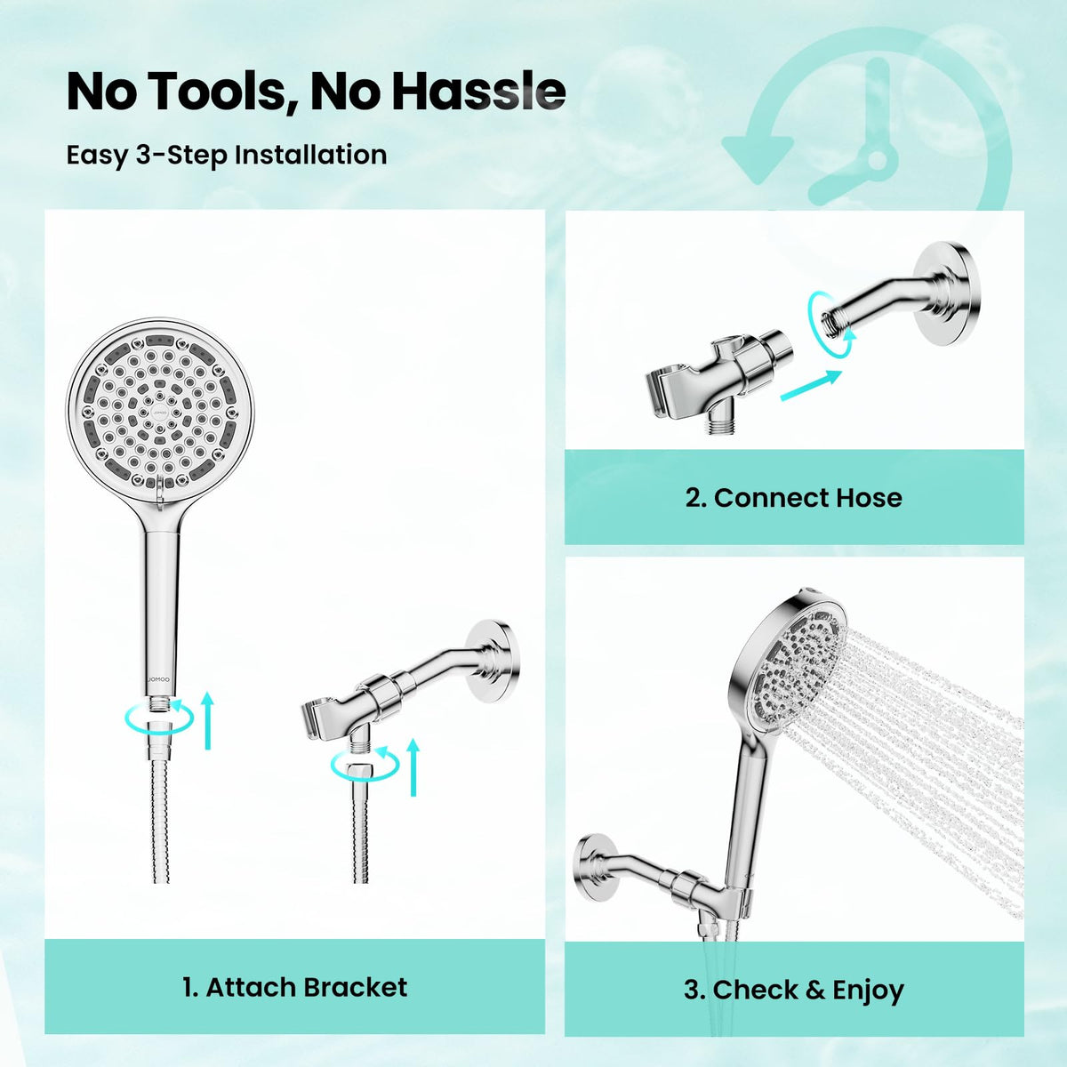 Handheld Shower Head (6 Setting Shower Head Set / Chrome)