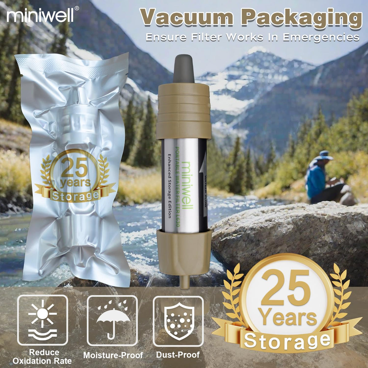 L630 Portable Water Filter with Upgraded Vacuum Packaging (2 Pack Vacuum Pack with Bucket Connectors)