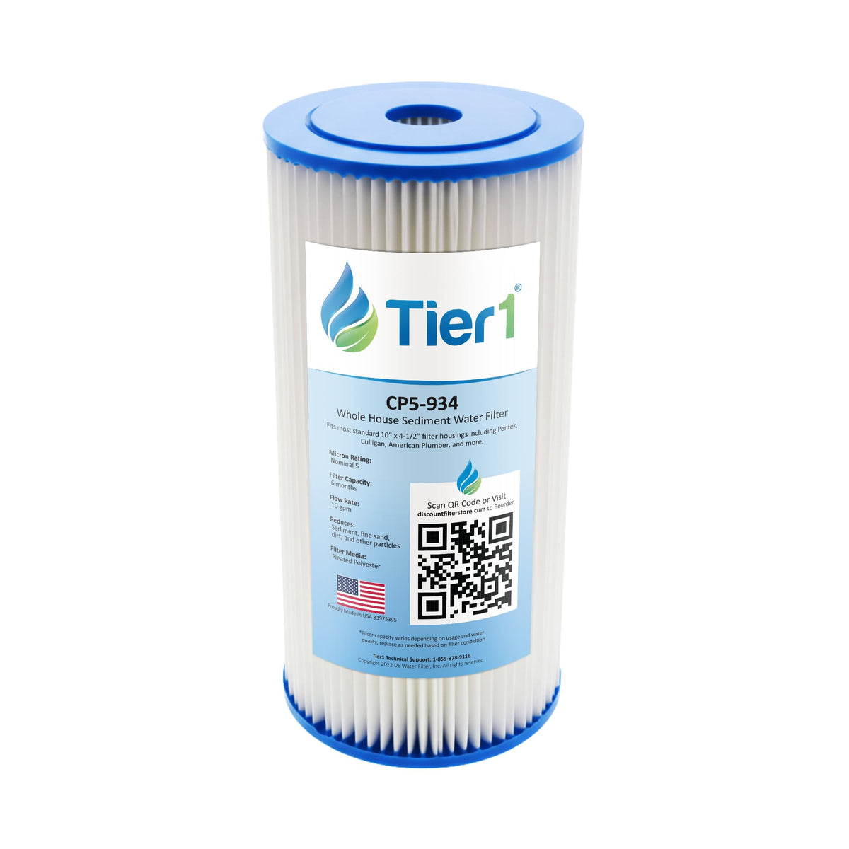 5 Micron 4.5" × 10" Pleated Water Filter Replaces CP5 (5 Micron / 1 Pack)
