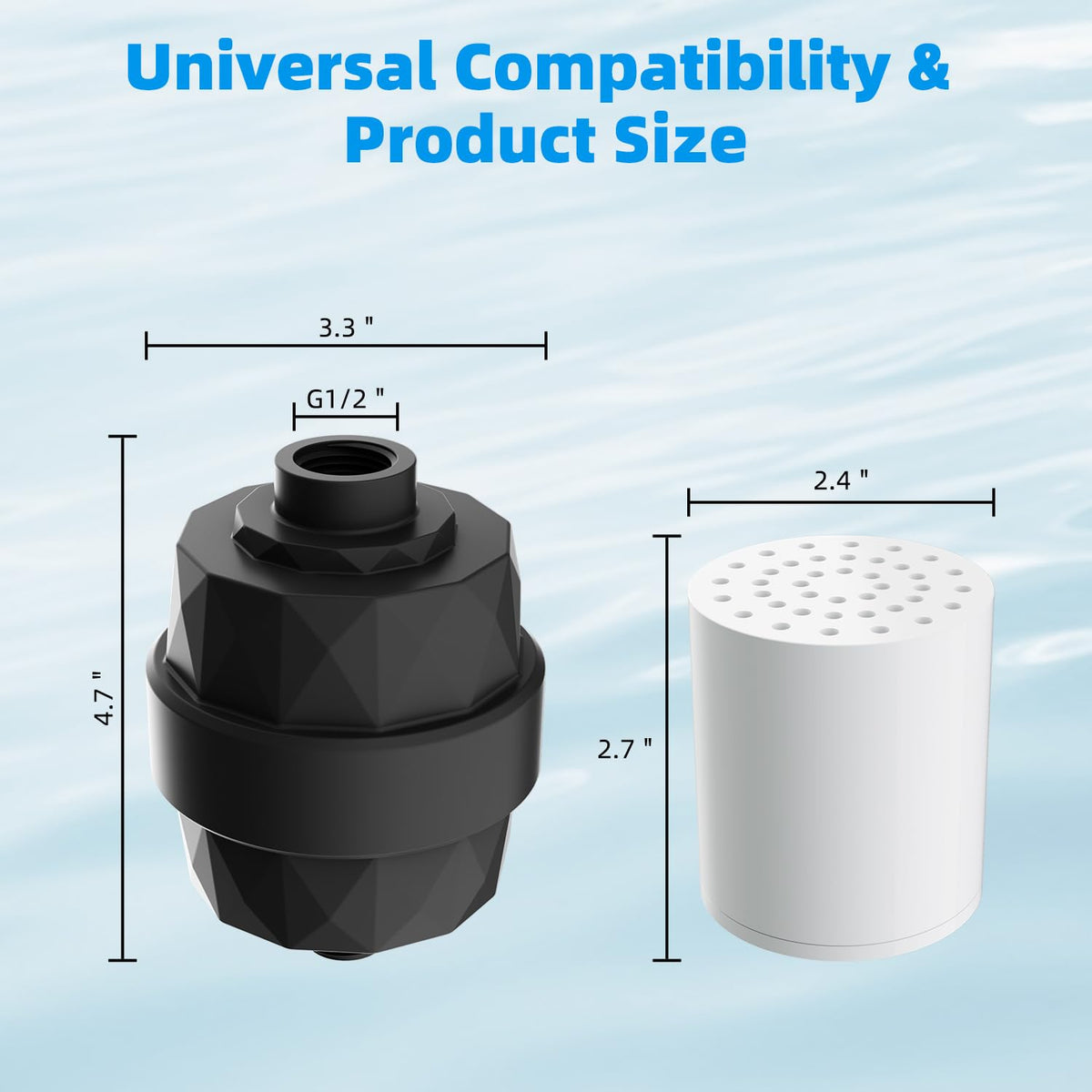 High Output 20 Stage Shower Filter for Hard Water (Shower Filter / Matte Black)