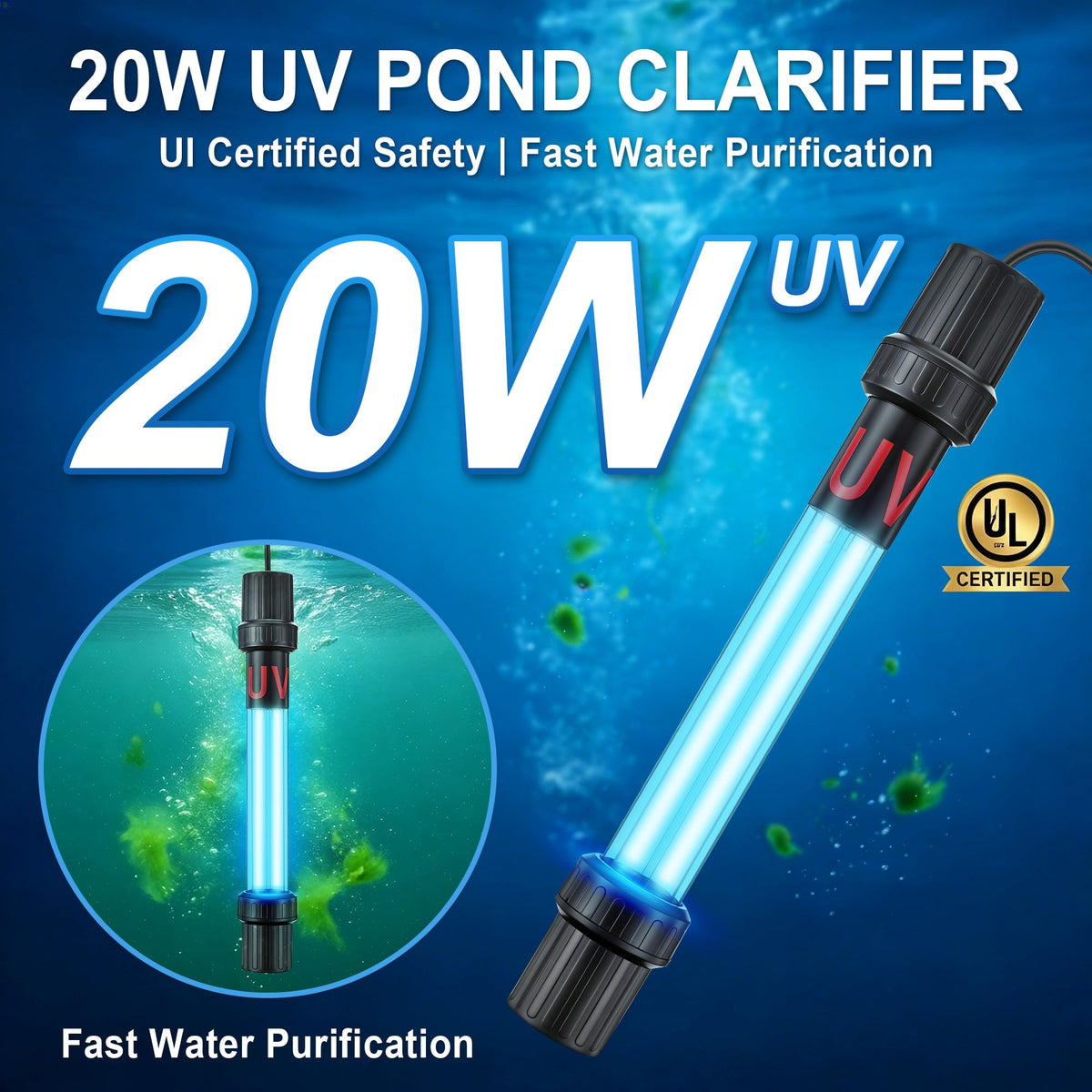 20W UV Pond Clarifier for 100