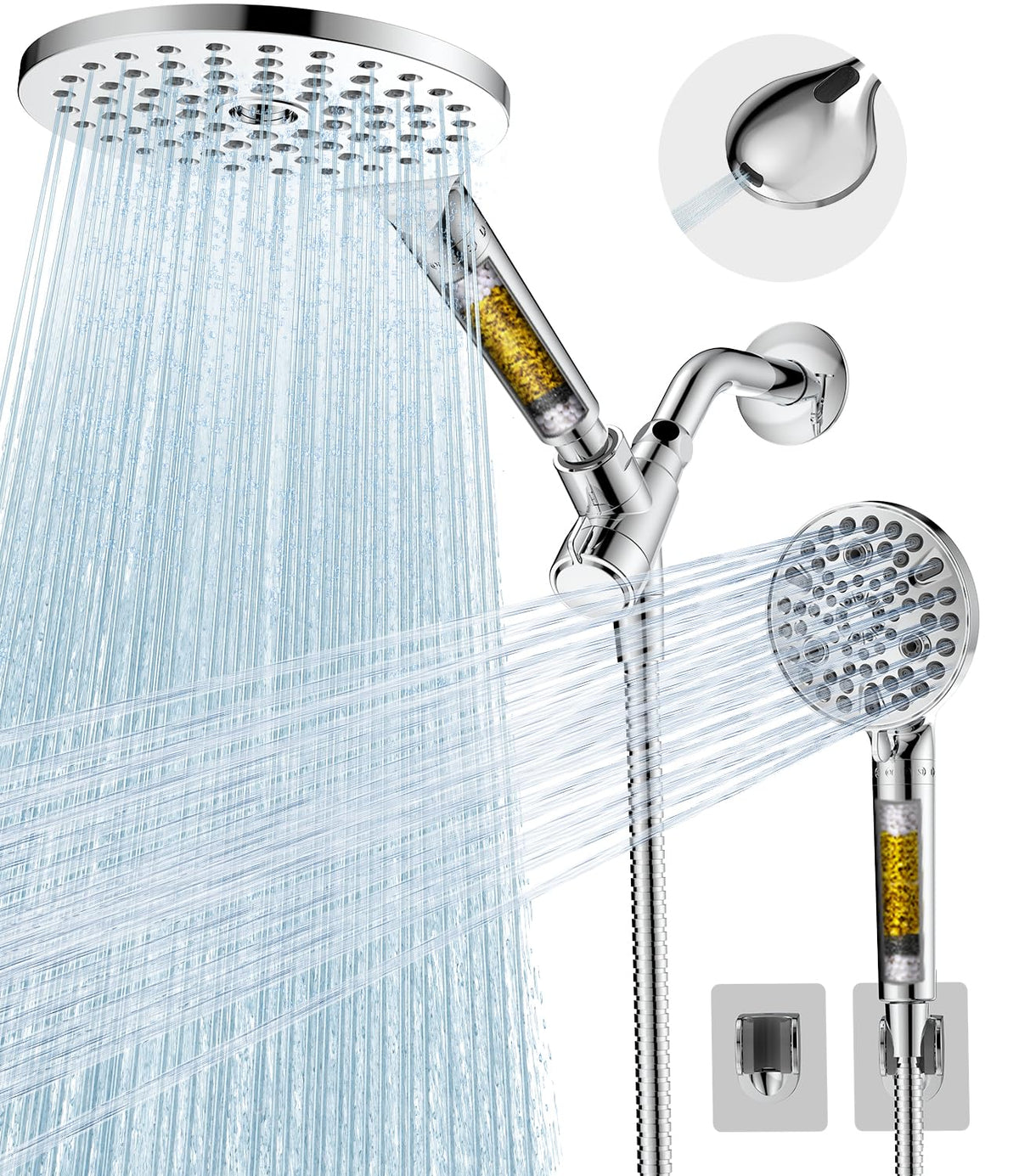 Dual Filtered Shower Heads Combo (Premium Chrome)