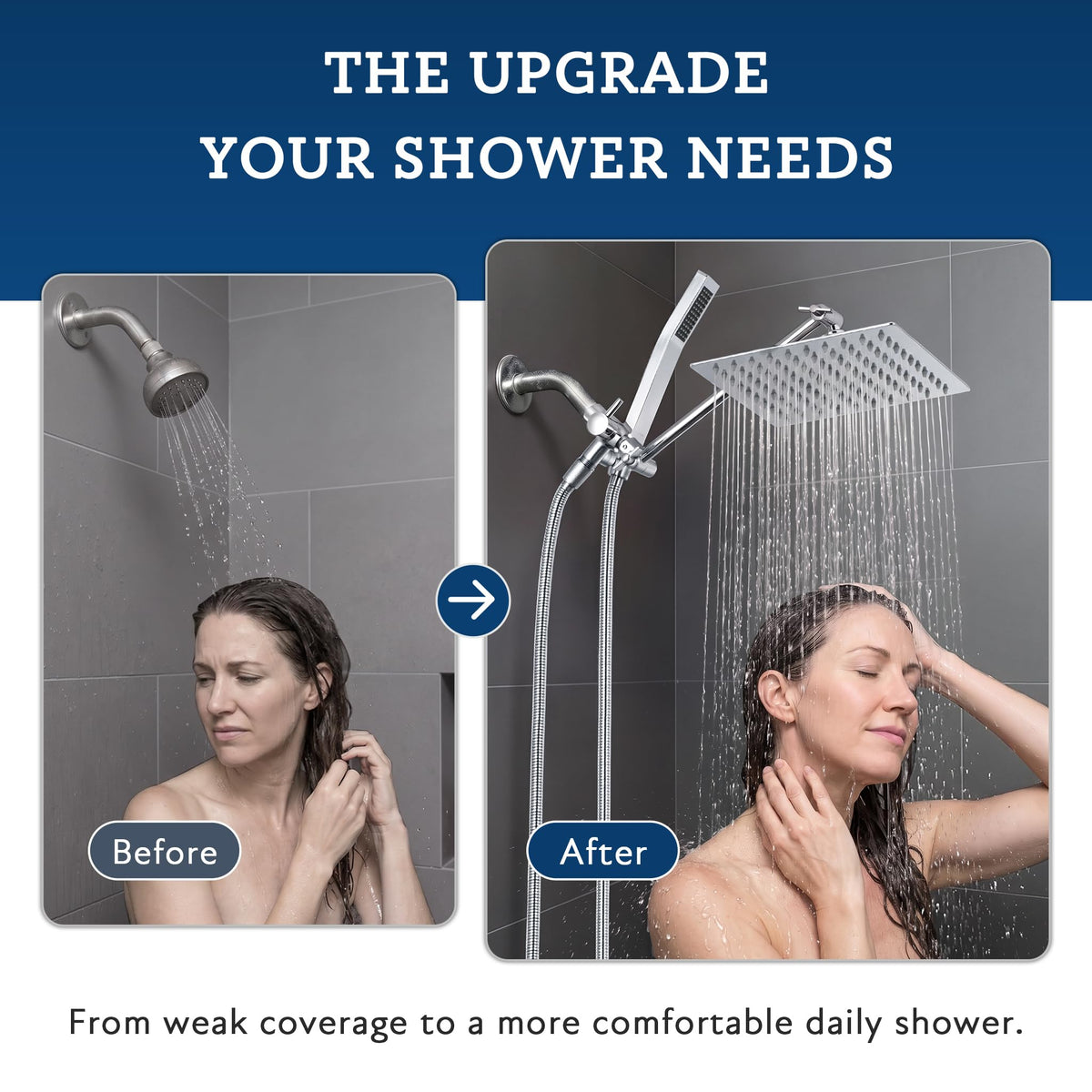 All Metal 10" Dual Square Shower Head Combo (10 Inches / Polished Chrome)