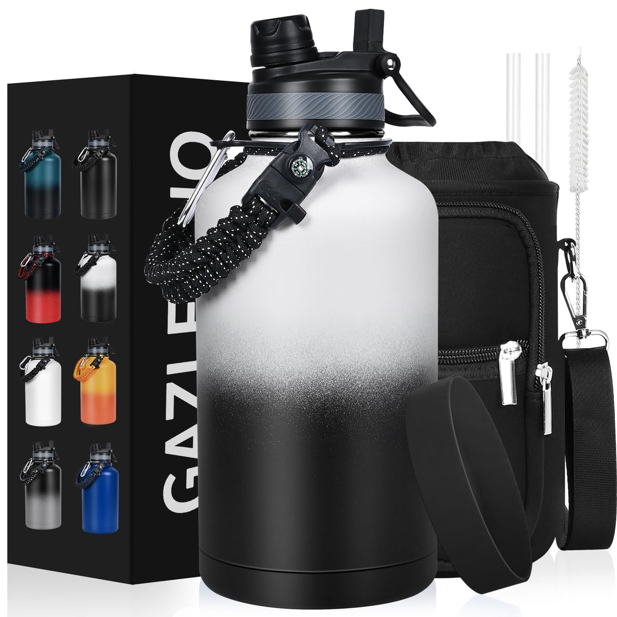Insulated Water Bottle 64 oz (64 Ounces / Day Night)