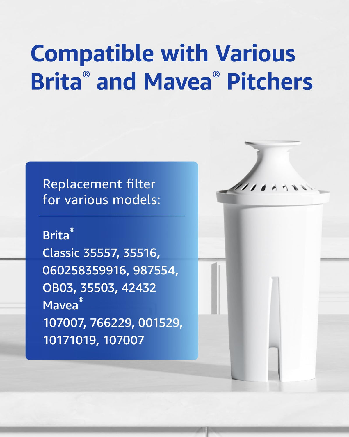 Pitcher Water Filter Replacement for Brita® Filters (4 Count / Classic)