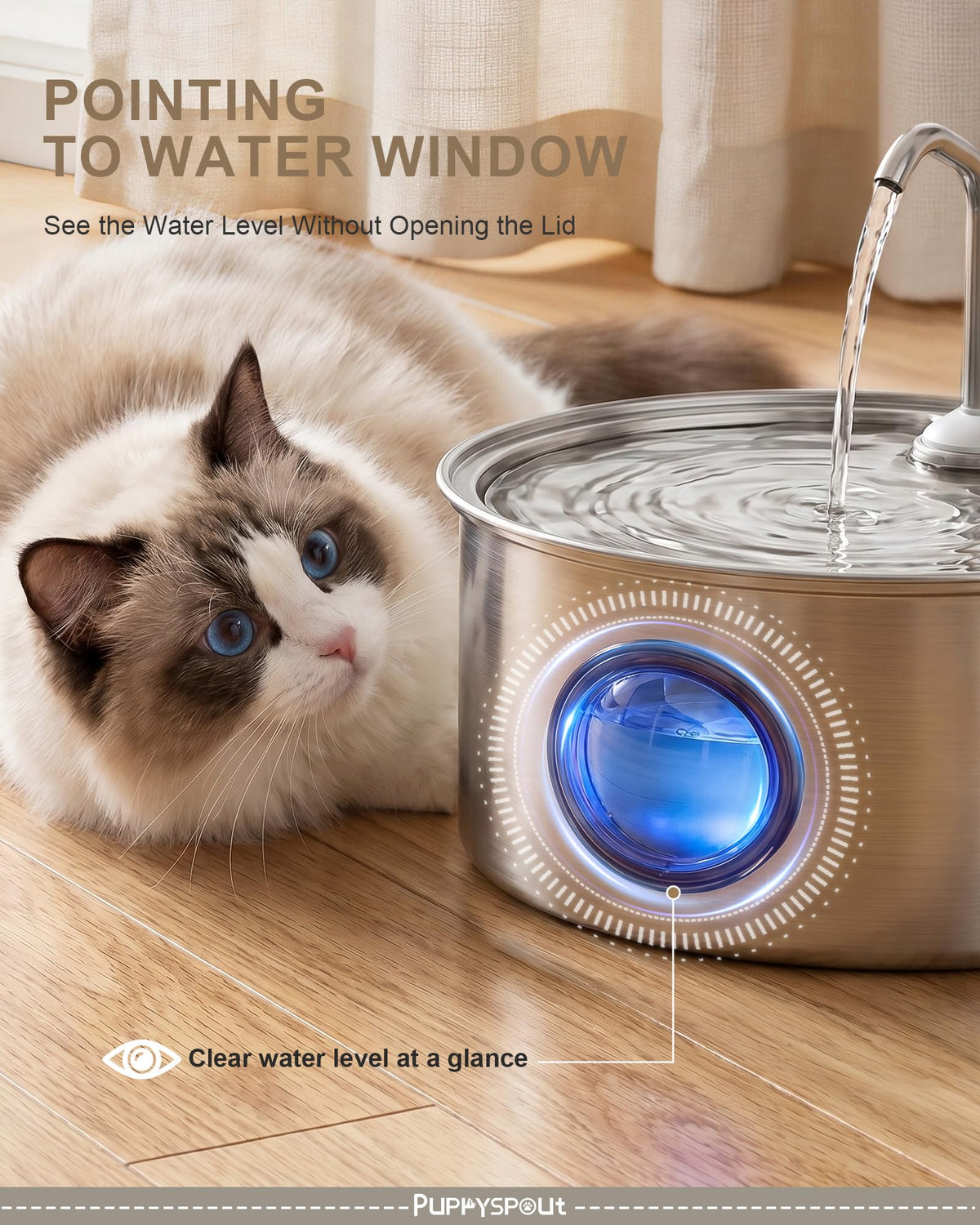 Ultra Quiet Stainless Steel Cat Water Fountain with 3 Filters