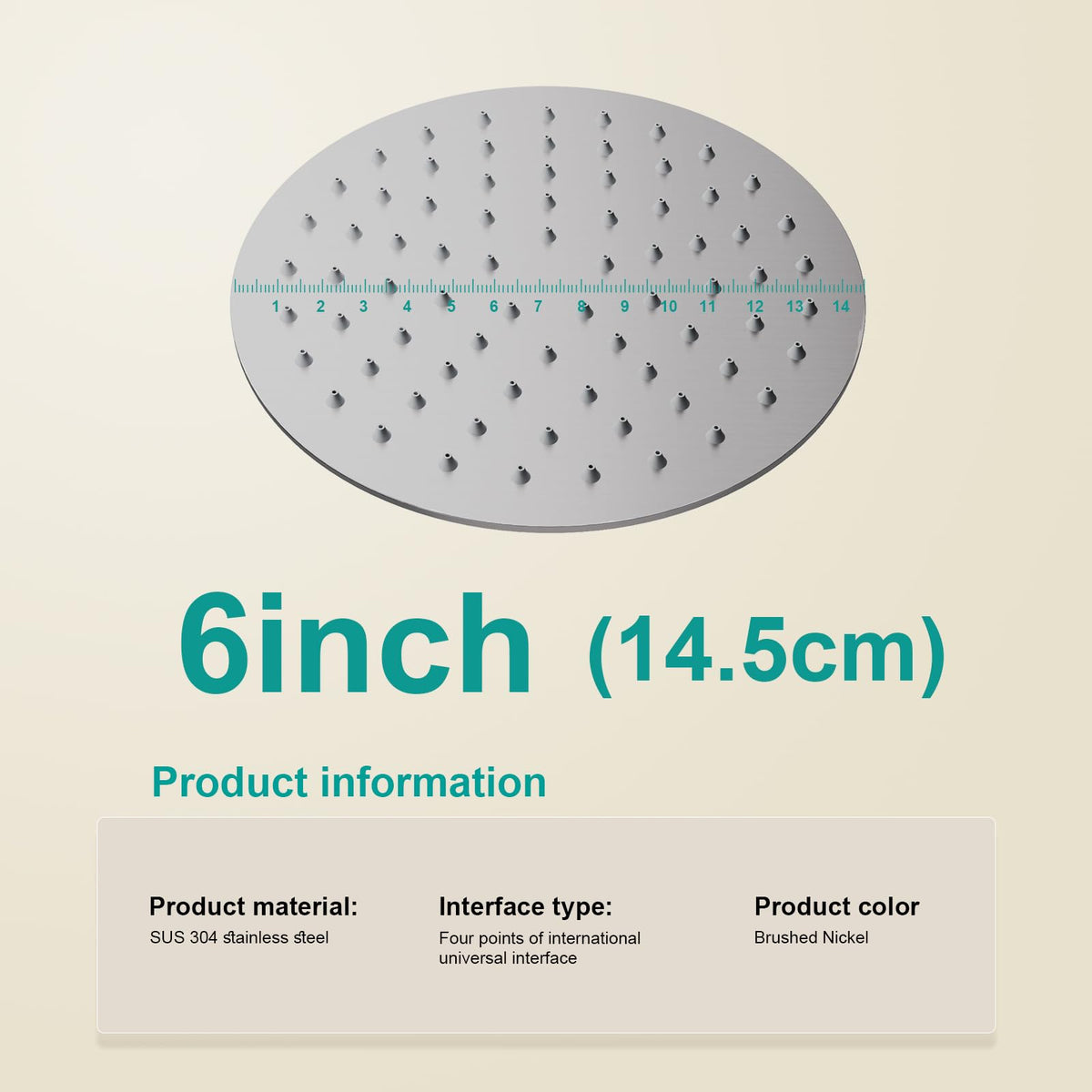 All Metal 6Inch Rain Shower Head (Brushed Nickel / 6 Inch)