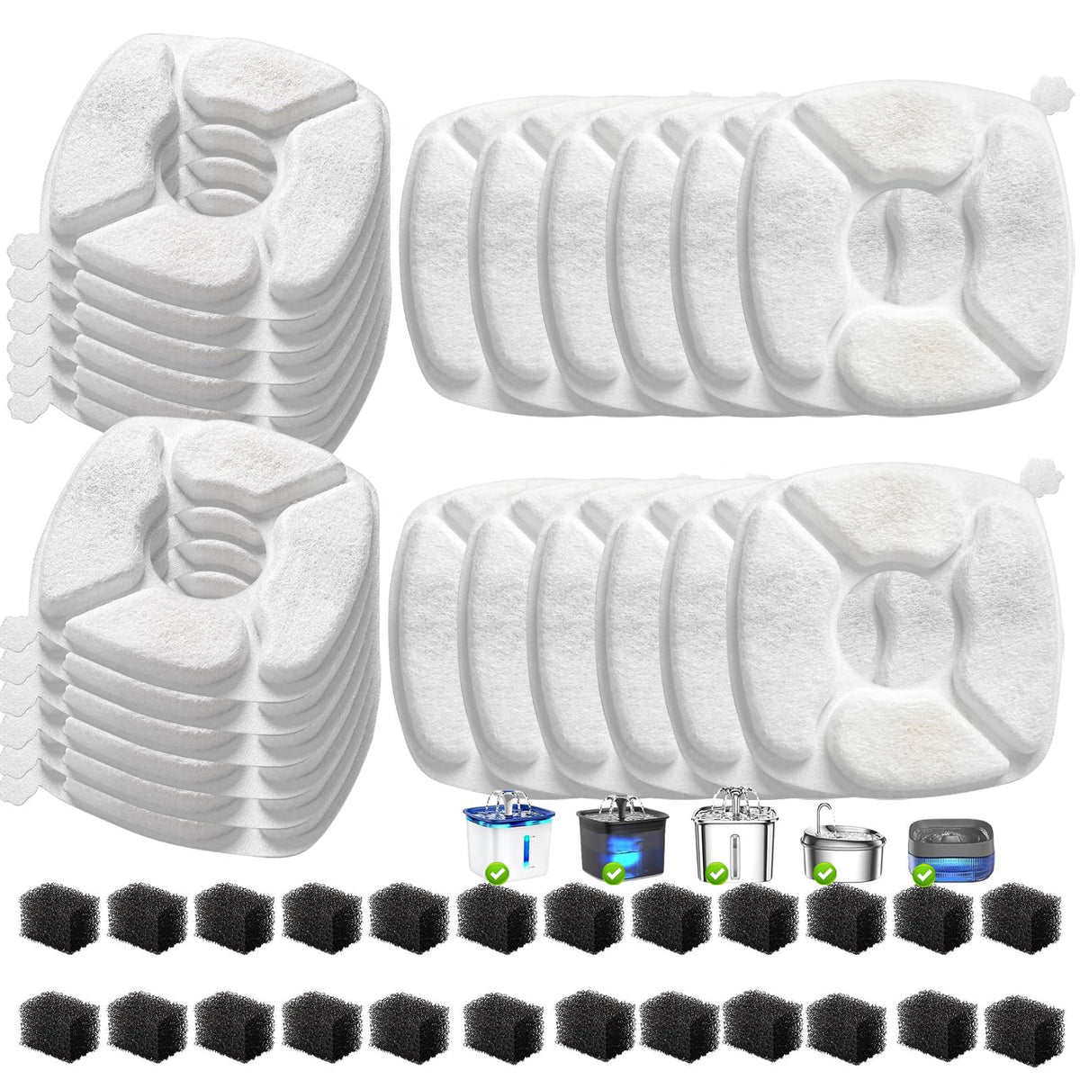48 Pcs Cat Water Fountain Replacement Filters