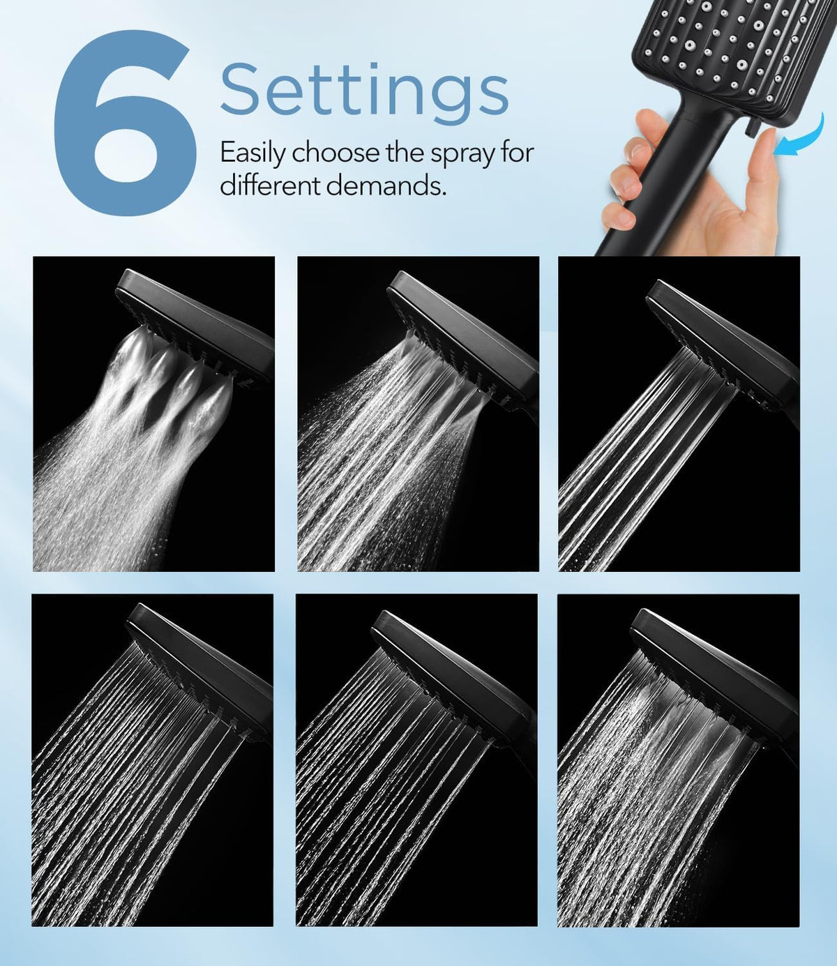 Filtered Shower Head with Handheld (Black)