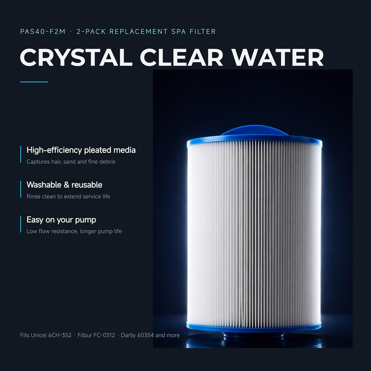 PAS40 F2M Hot Tub Filter 6CH
