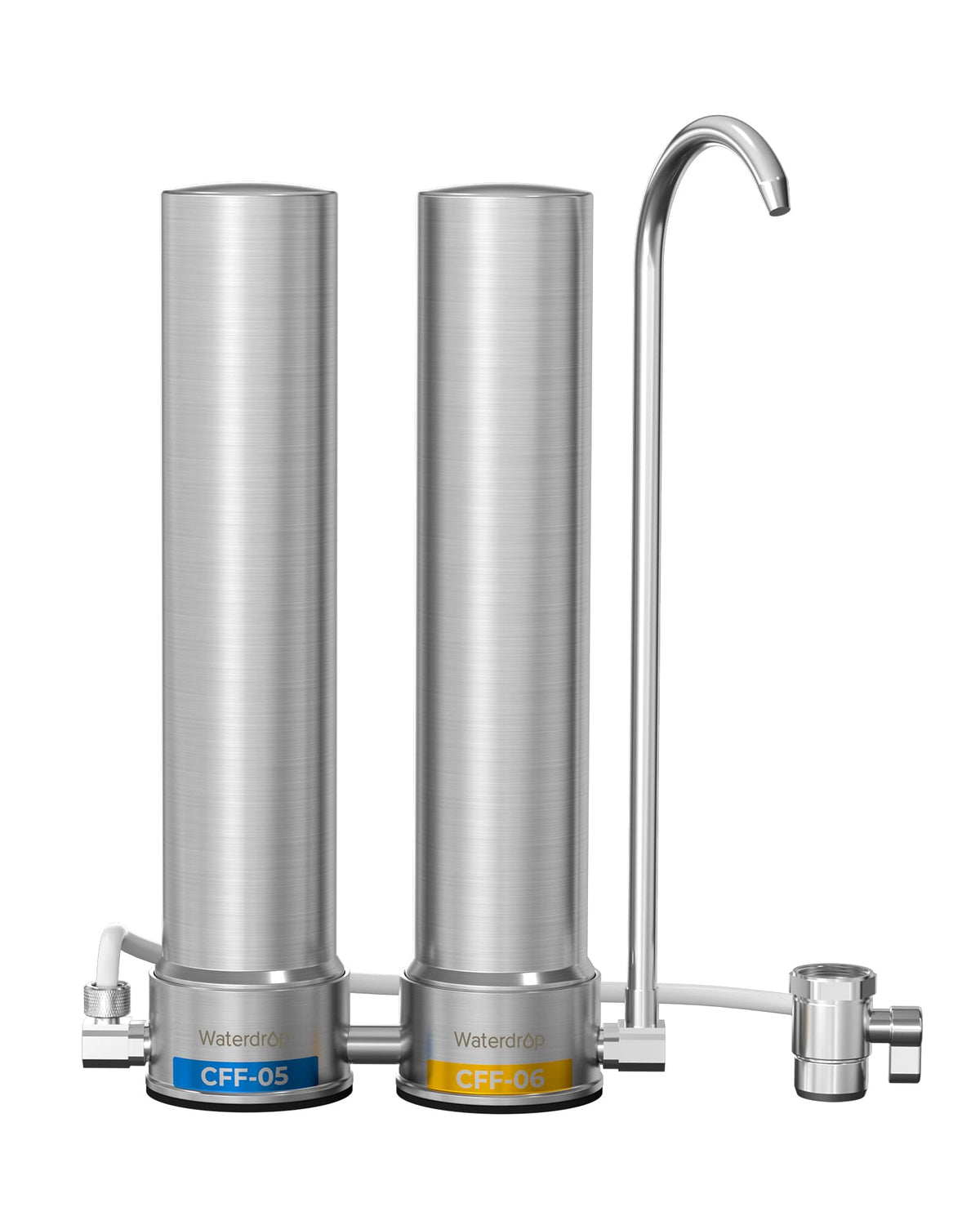 CTF-09 Dual-Stage Silver Ions Water Filter for Sink Faucet (Stainless Steel)