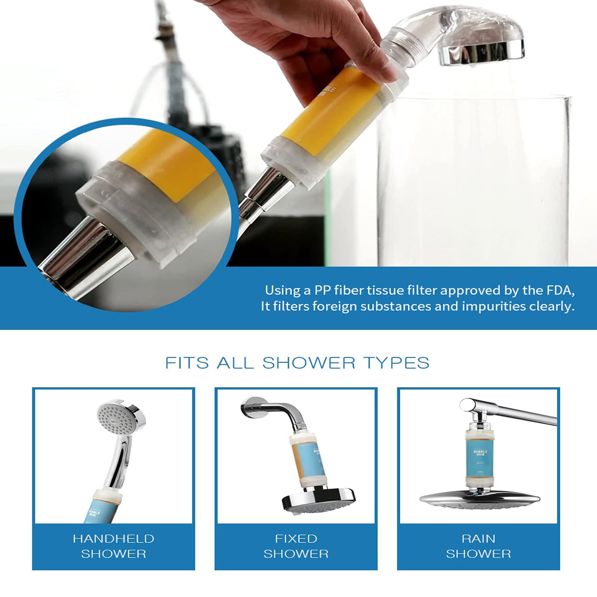 Suitable for Any Shower Head] BUBBLEMON Vitamin C Shower Filter (Rose Blossom)