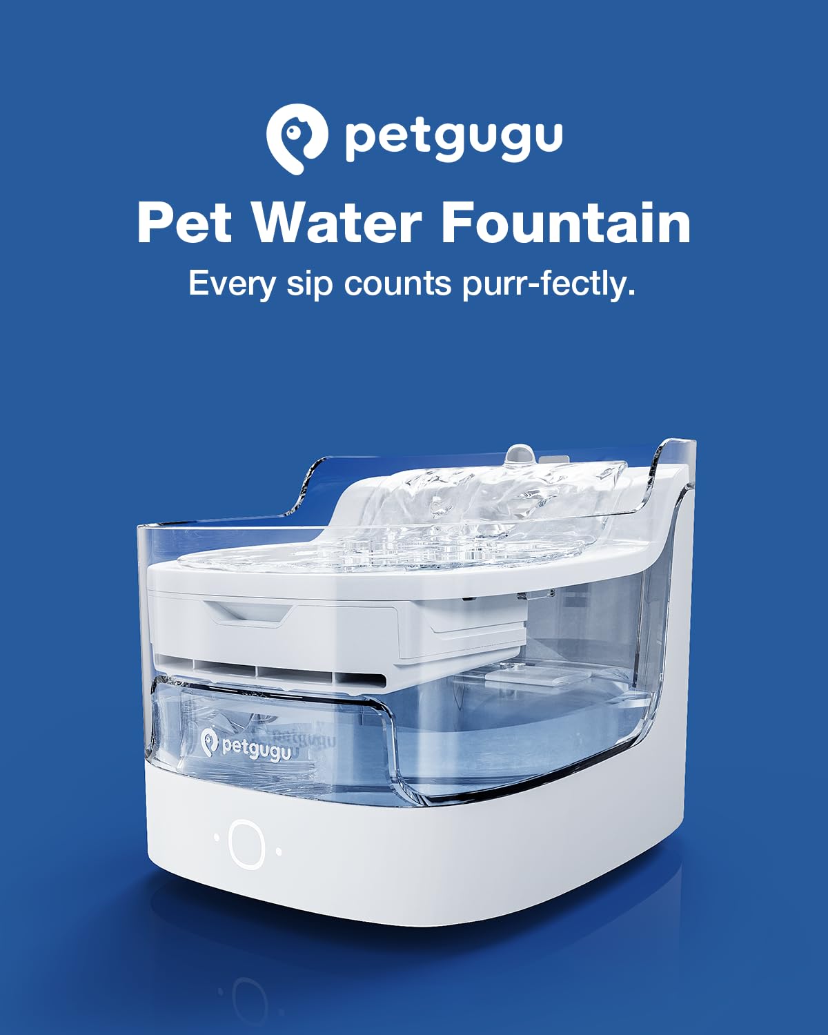 2L 68oz Cat Water Fountain Cordless Pump Pet Fountain for Small Dog (White)