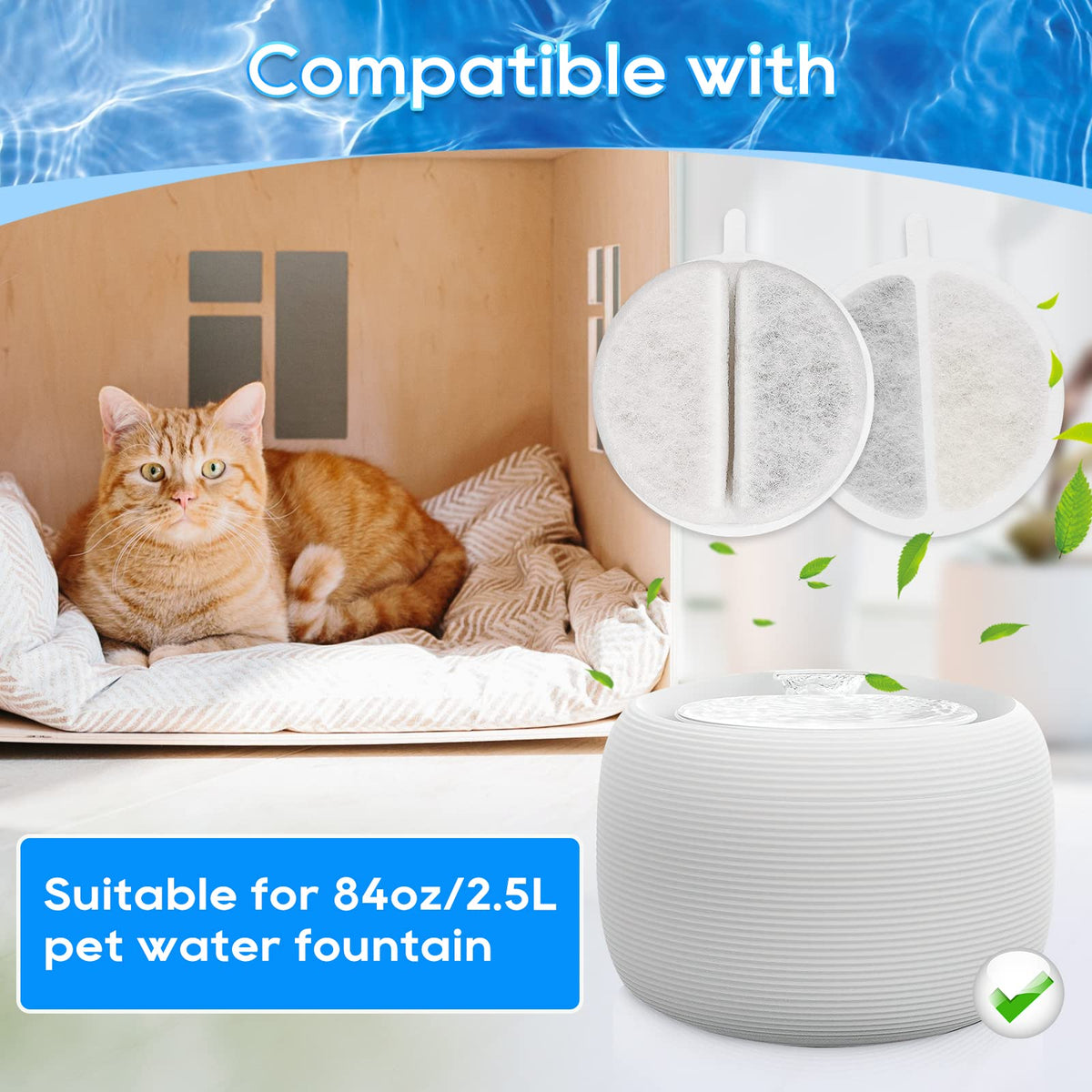 8 Set Cat Water Fountain Filter for 2.5L Lite & Premium Fountain