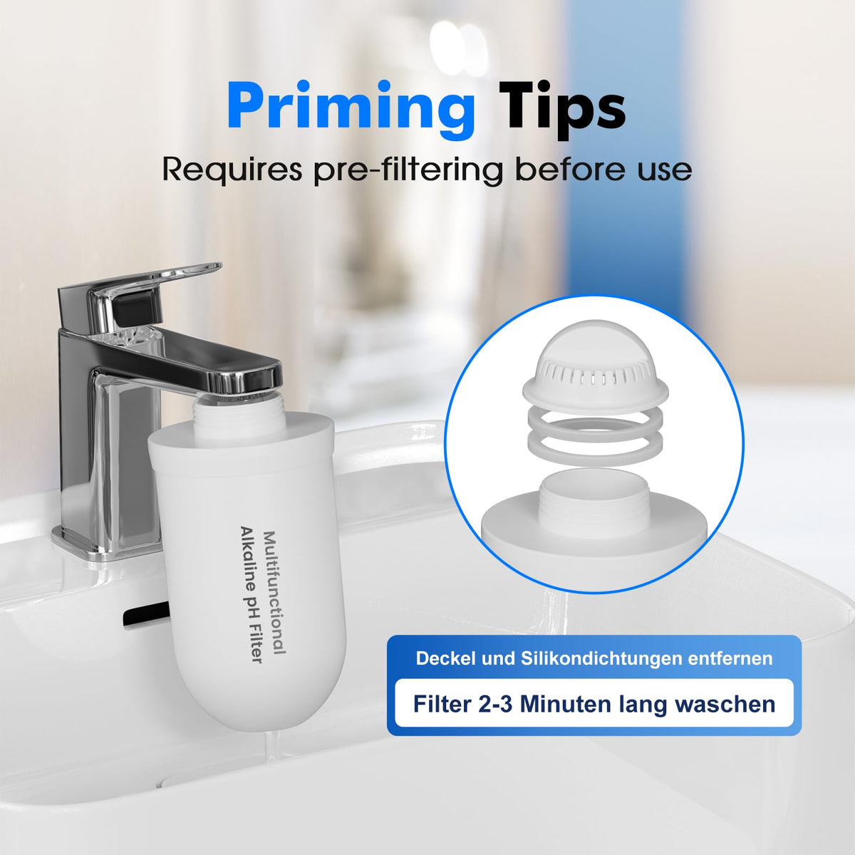 2 Pack BO 3 Multifunctional Alkaline Water Filter Elements (Snow White)