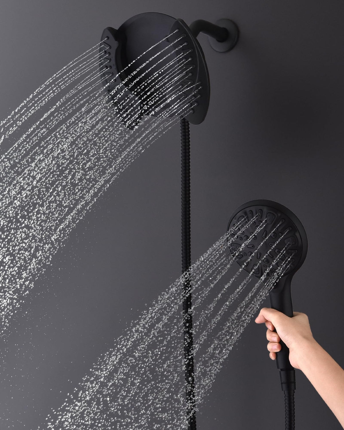 2 in 1 Shower Head with Handheld Combo High Pressure Black 2.5 GPM (Black / 2.5 GPM)