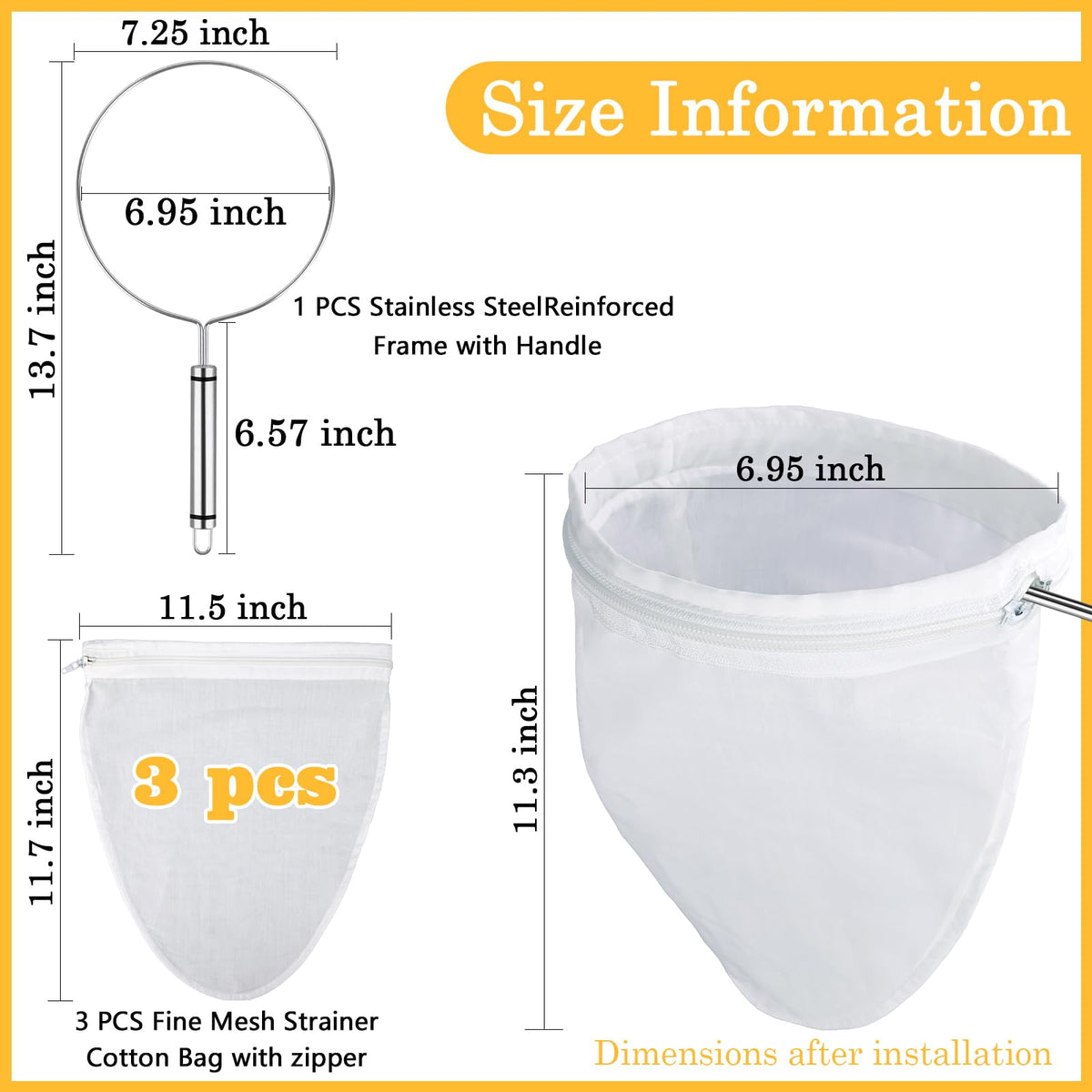 Ultra Fine Mesh Strainer Bags (Medium Size)