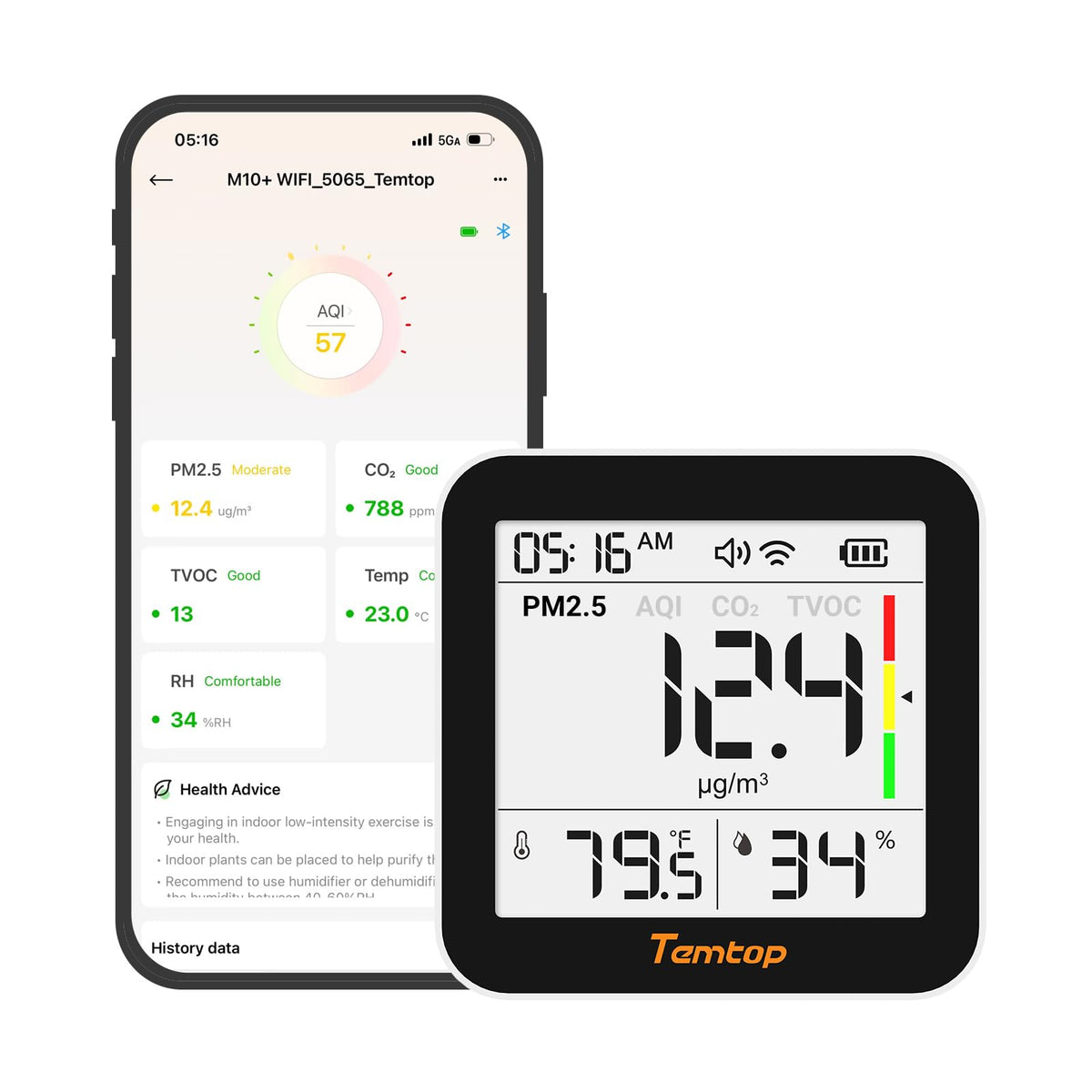 M10+ WiFi 6 in (Premium+WIFI: CO2/PM2.5/AQI/VOC/Temp/Humidity)