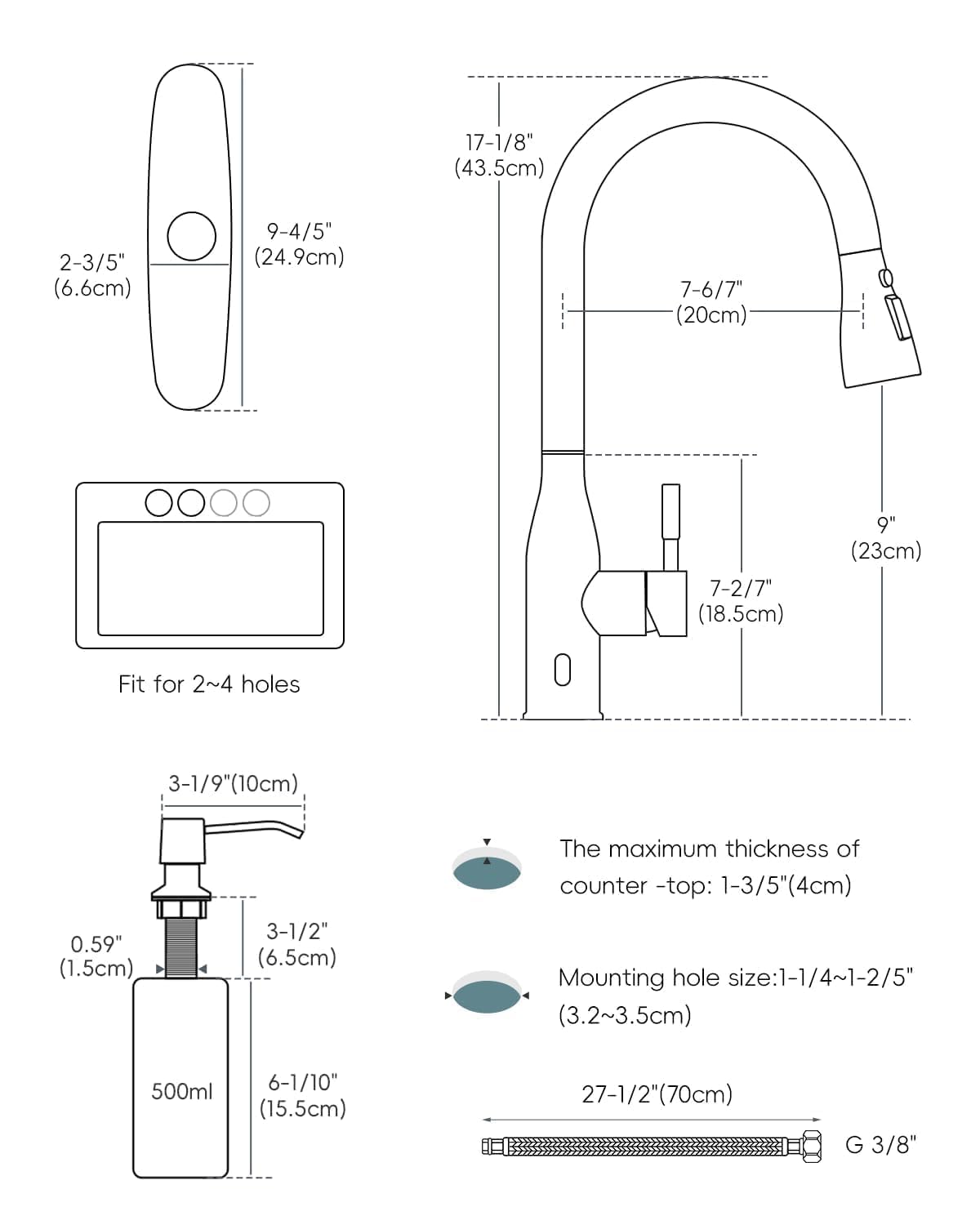 Matte Black Touchless Kitchen Faucet Motion Sensor Pull Down Sprayer (Matte Black-01)