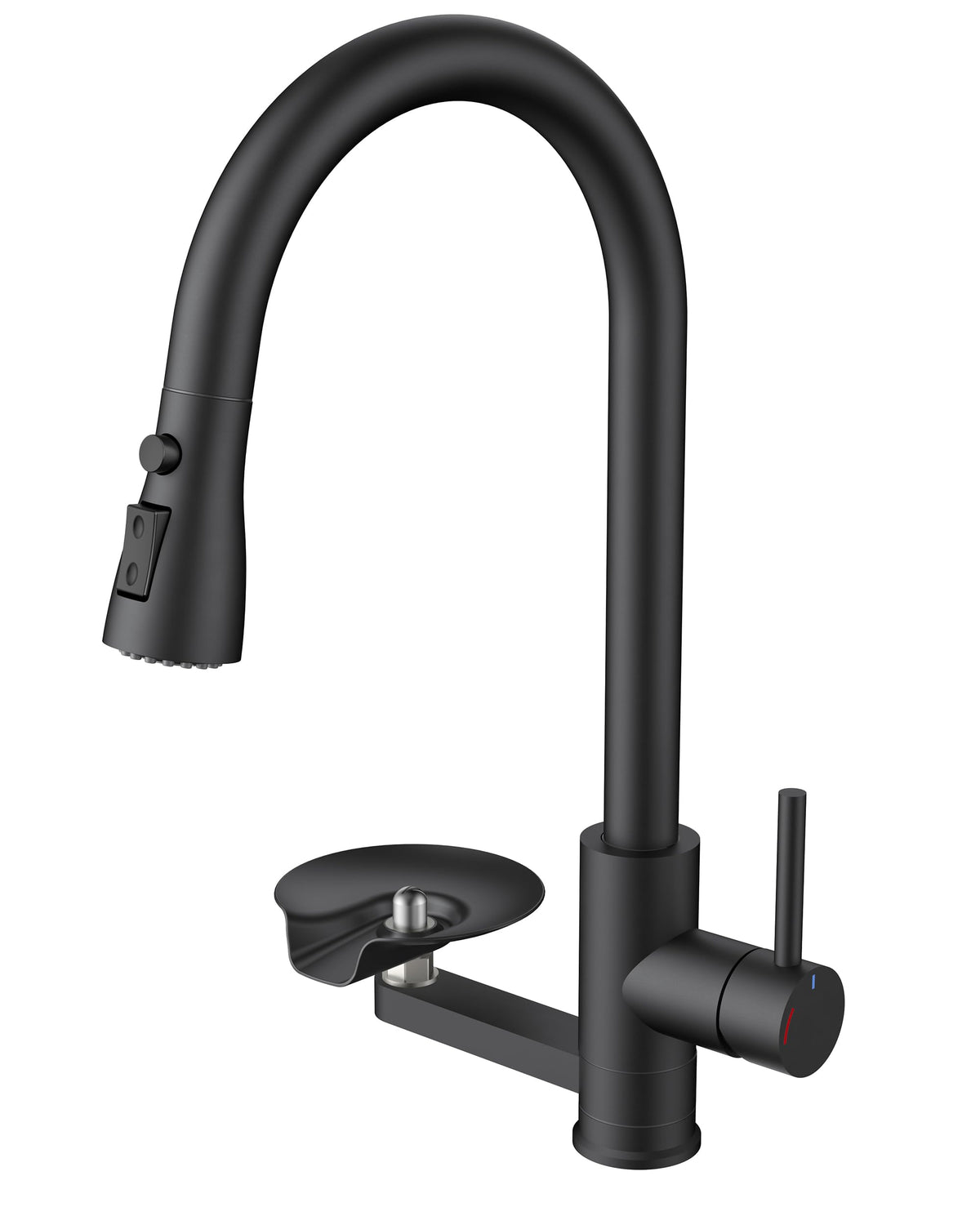 Black Kitchen Faucet with Cup Washer (Matte Black)