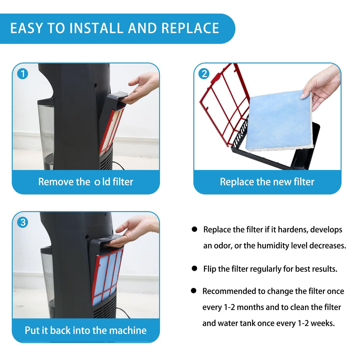 4 Pack HFT600 Humidifier Filters T Compatible with Honeywell (4 Pack-Blue)